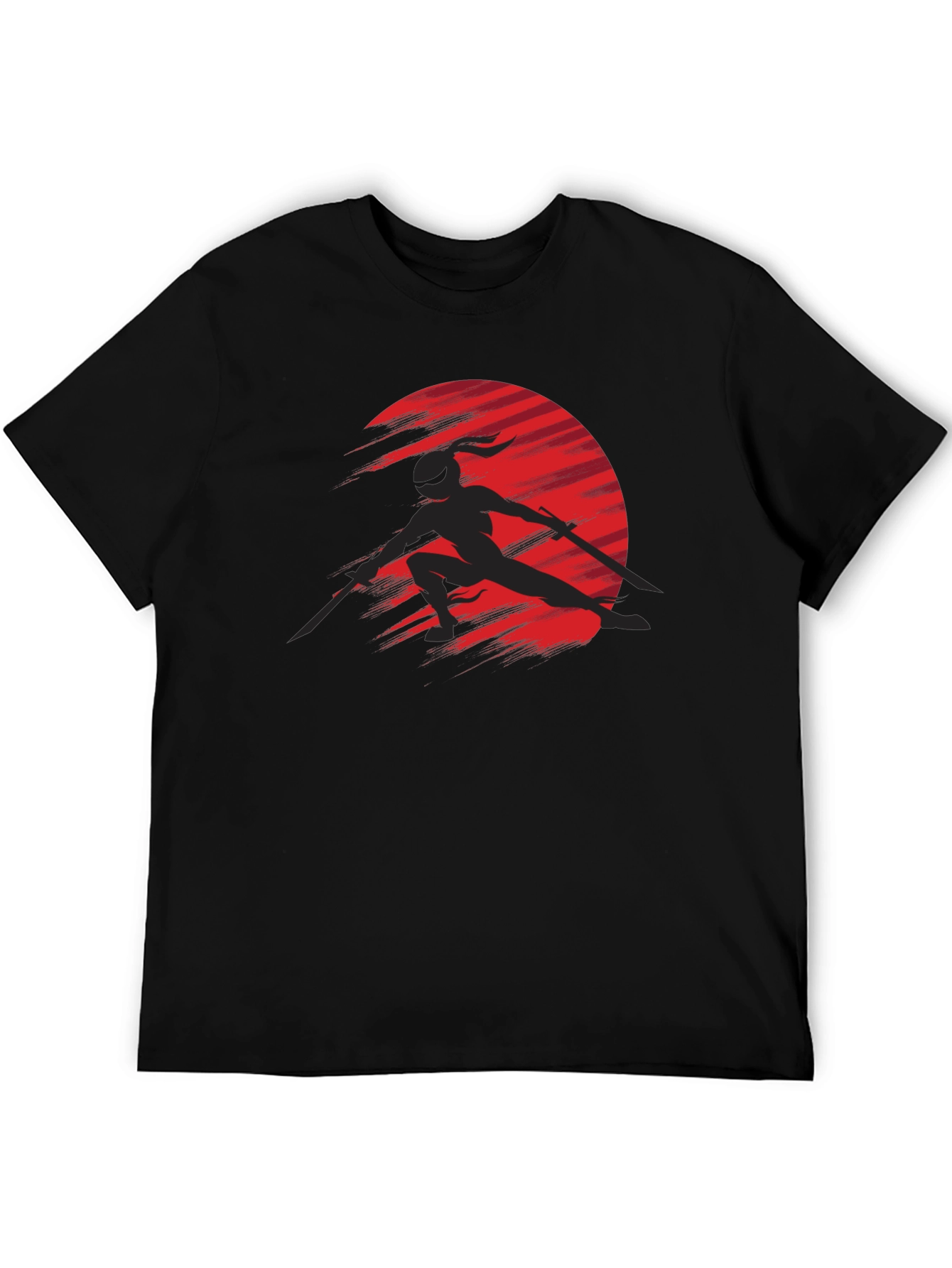 Black Ninja Silhouette Graphic Black T-Shirt view 5