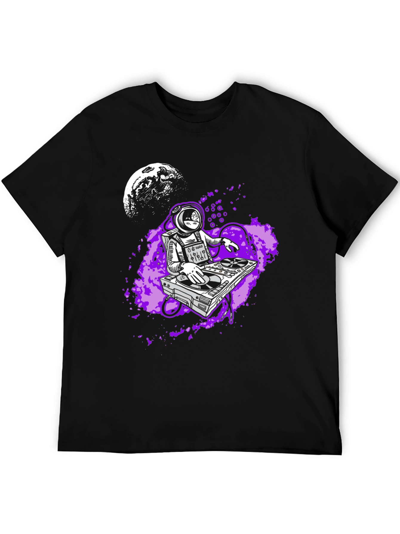 Black DJ Astronaut Graphic Tee - Black Cotton T-Shirt view 5