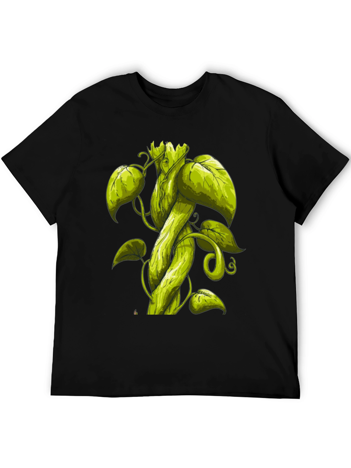 Black Beanstalk Graphic T-Shirt - Black Cotton Tee view 5