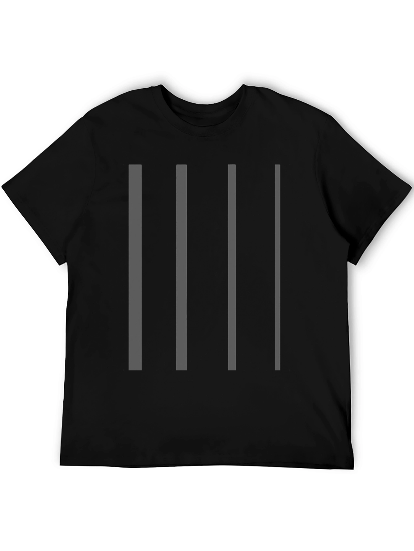Black Minimalist Striped Black T-Shirt view 5