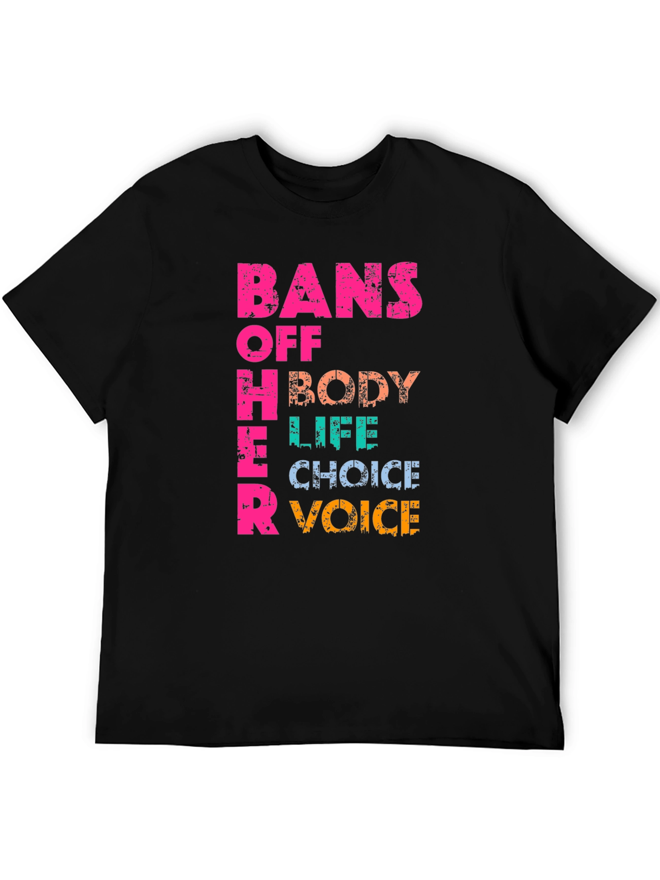 Black Bans Off Her Body Pro Choice T-Shirt view 5