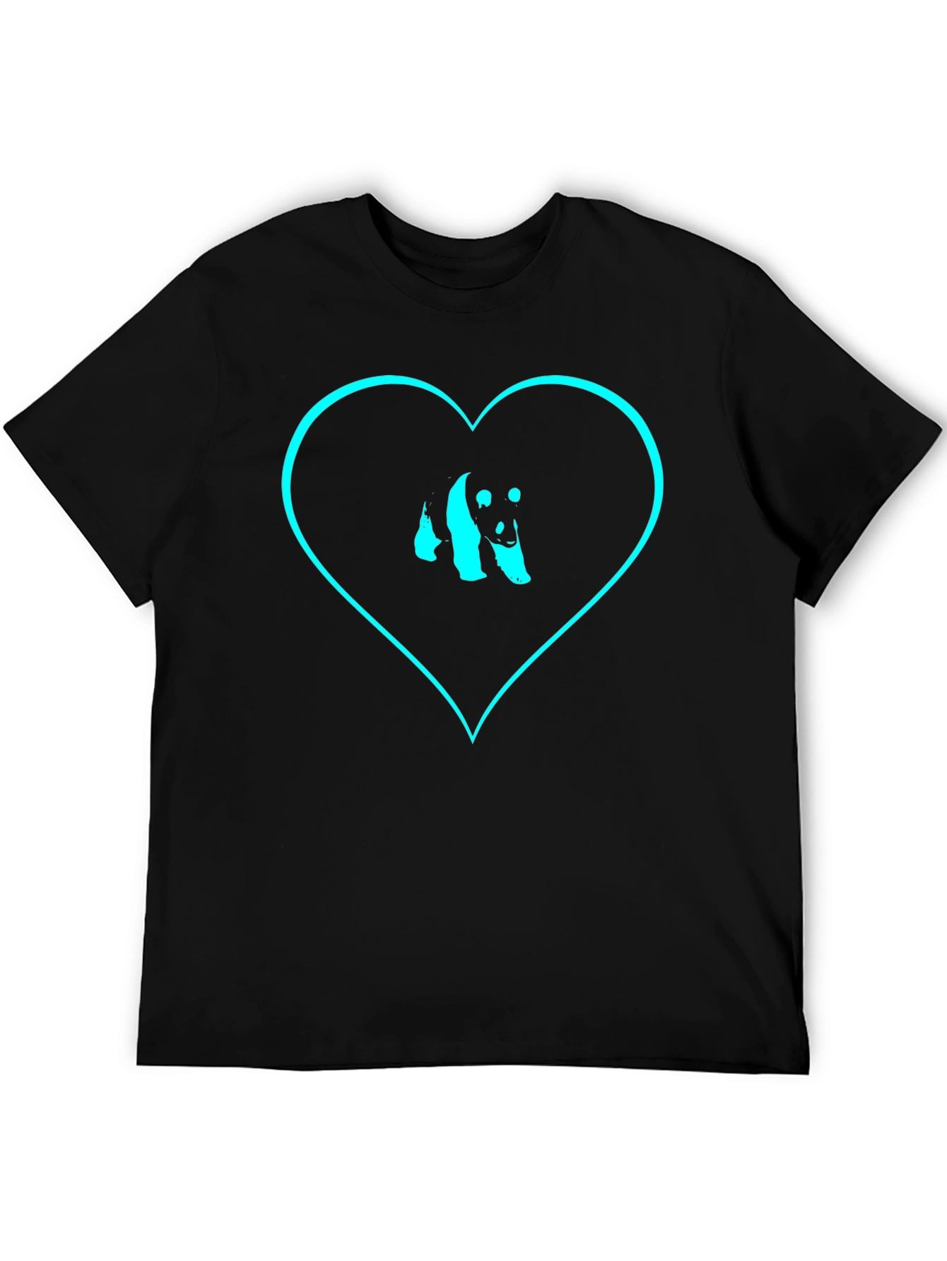 Black Panda Heart Graphic Tee - Black Cotton view 5