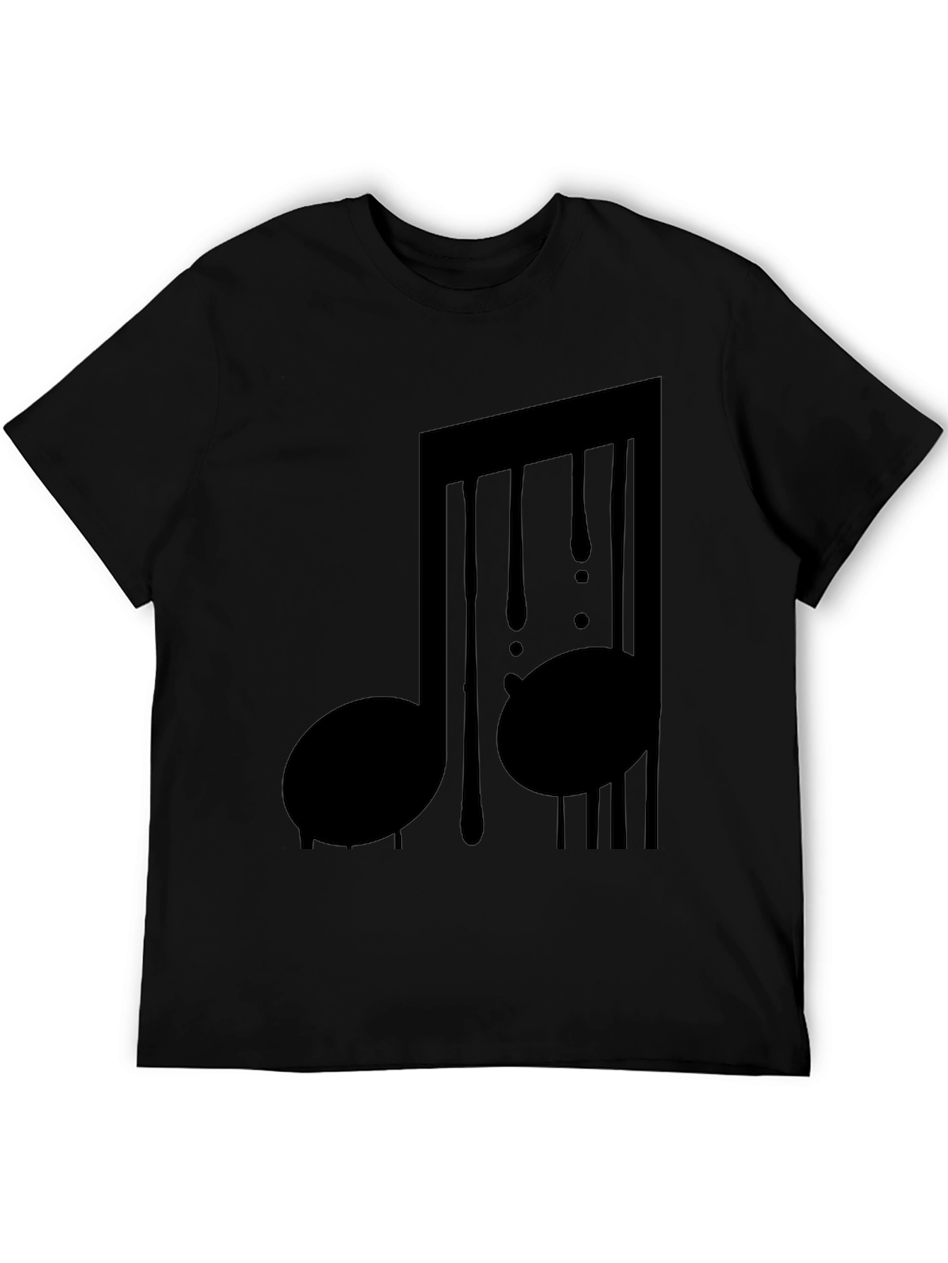 Black Music Note Drip Graphic Tee - Black Cotton Shirt view 5