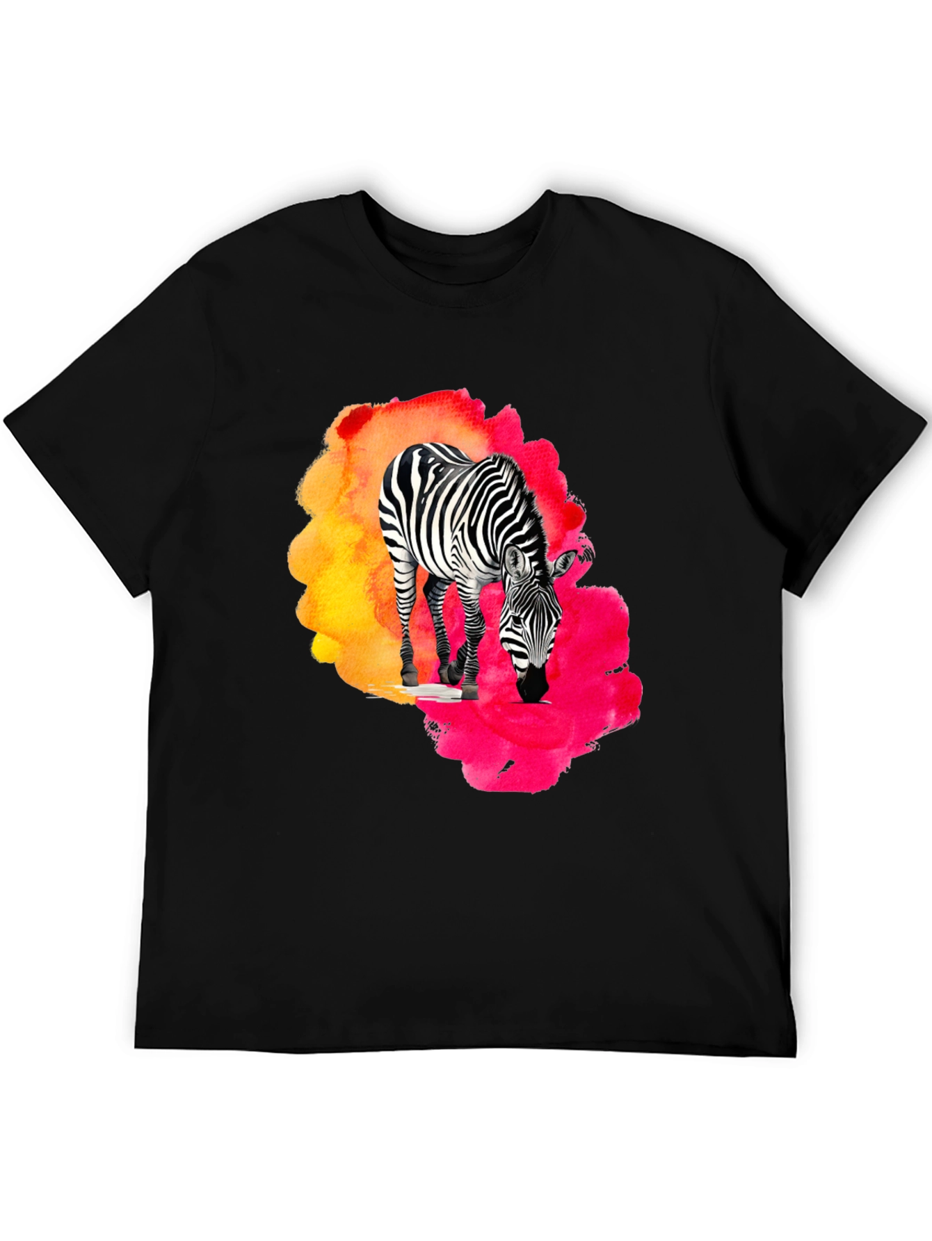 Black Zebra Splash Graphic Tee - Black Cotton Blend view 5