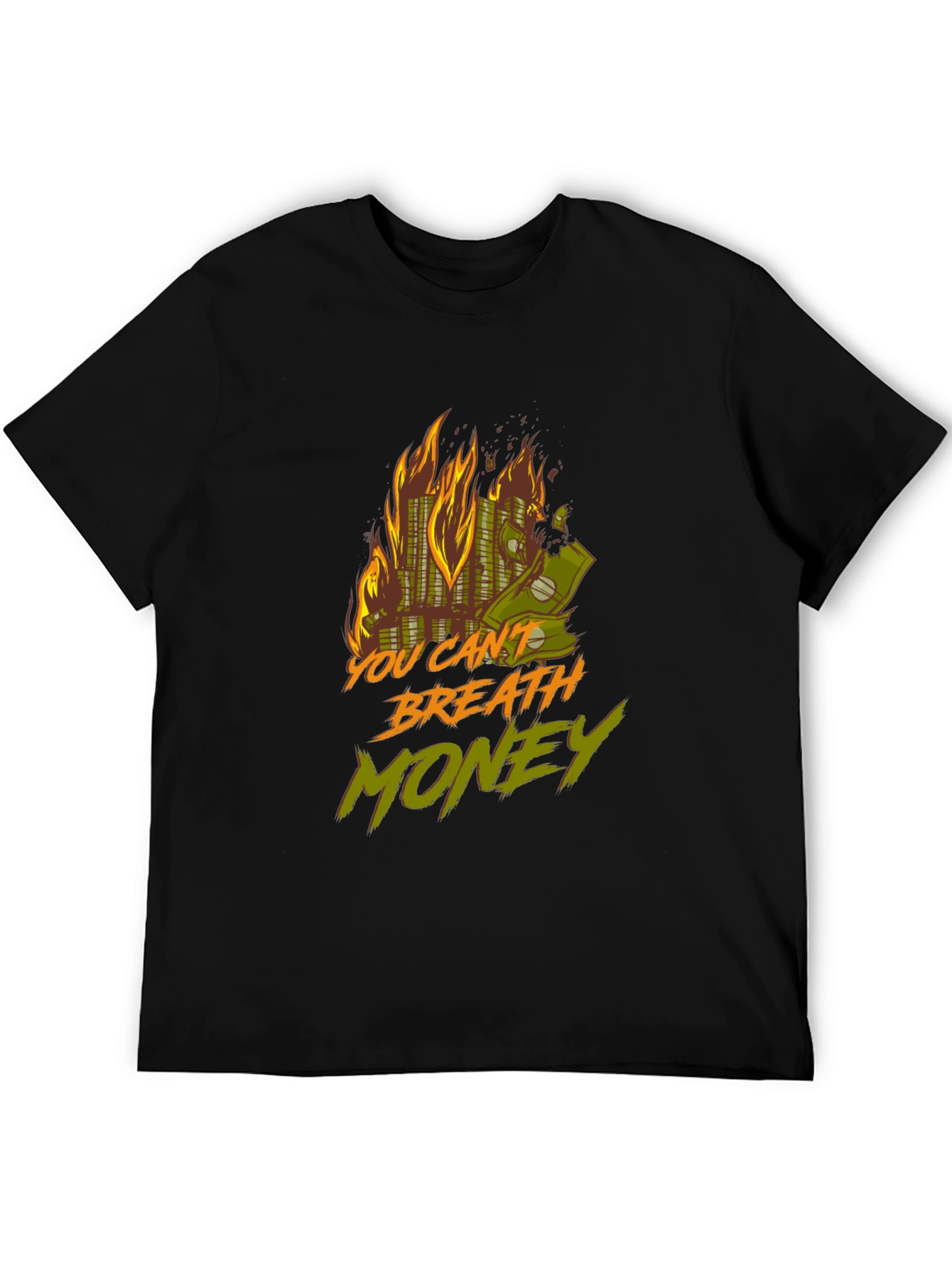Black Burning Money Graphic Tee view 5