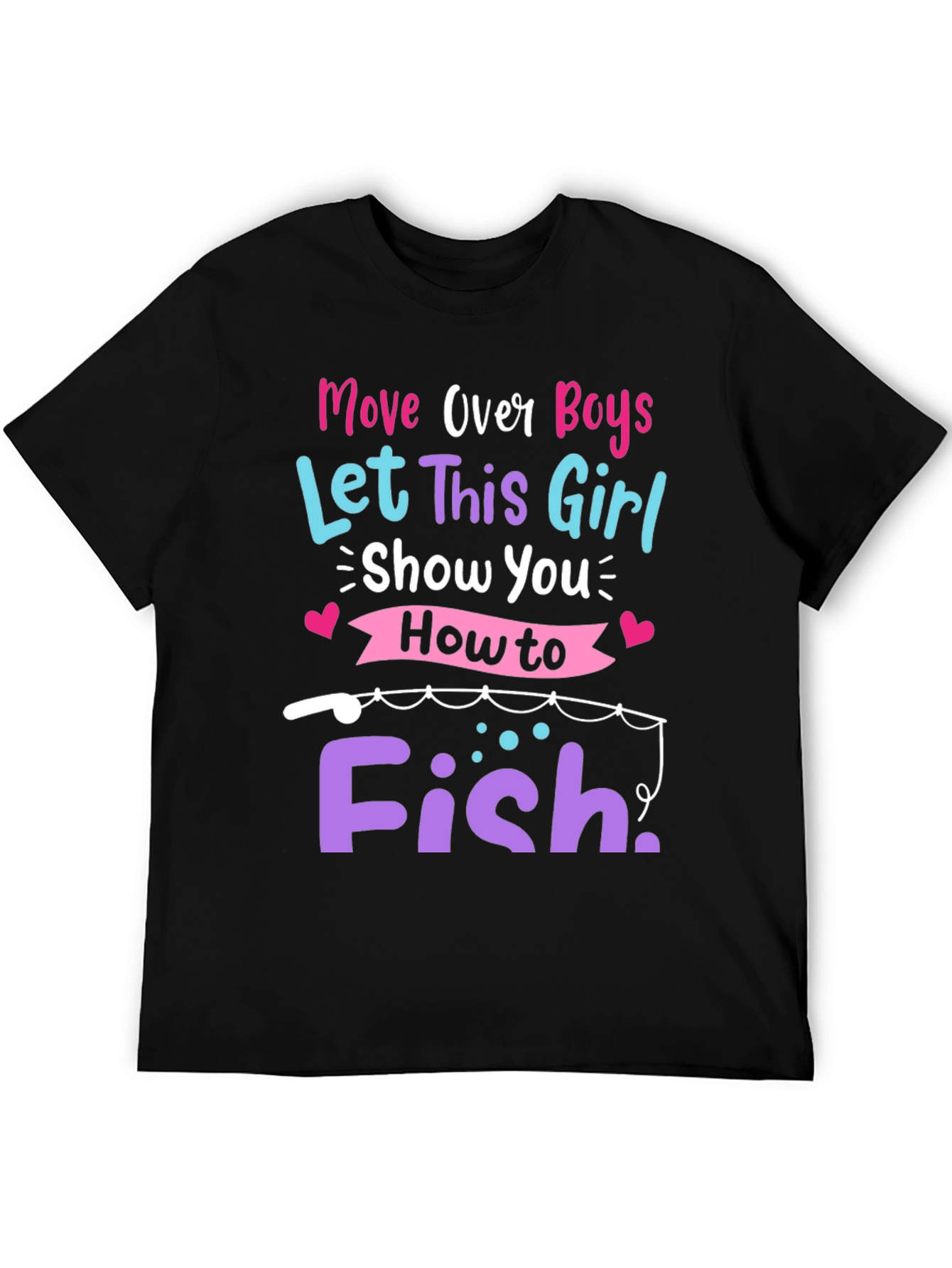 Black Fishing Girl's T-Shirt - "Move Over Boys" view 5