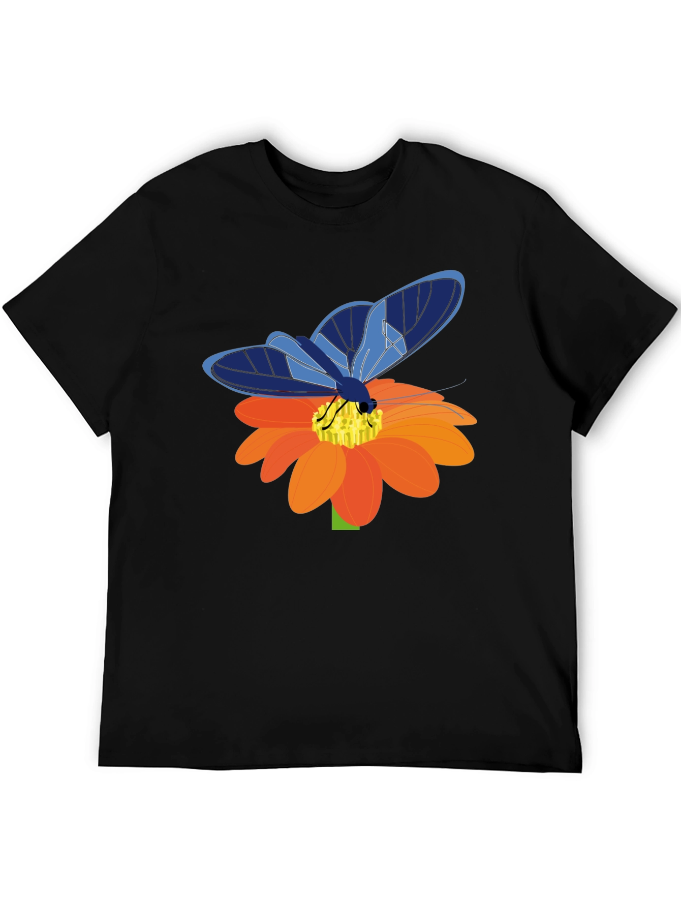 Black Butterfly on Flower Graphic T-Shirt view 5