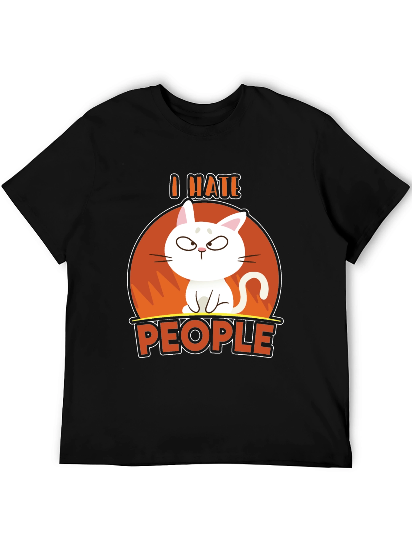Black I Hate People Cat Graphic T-Shirt view 5