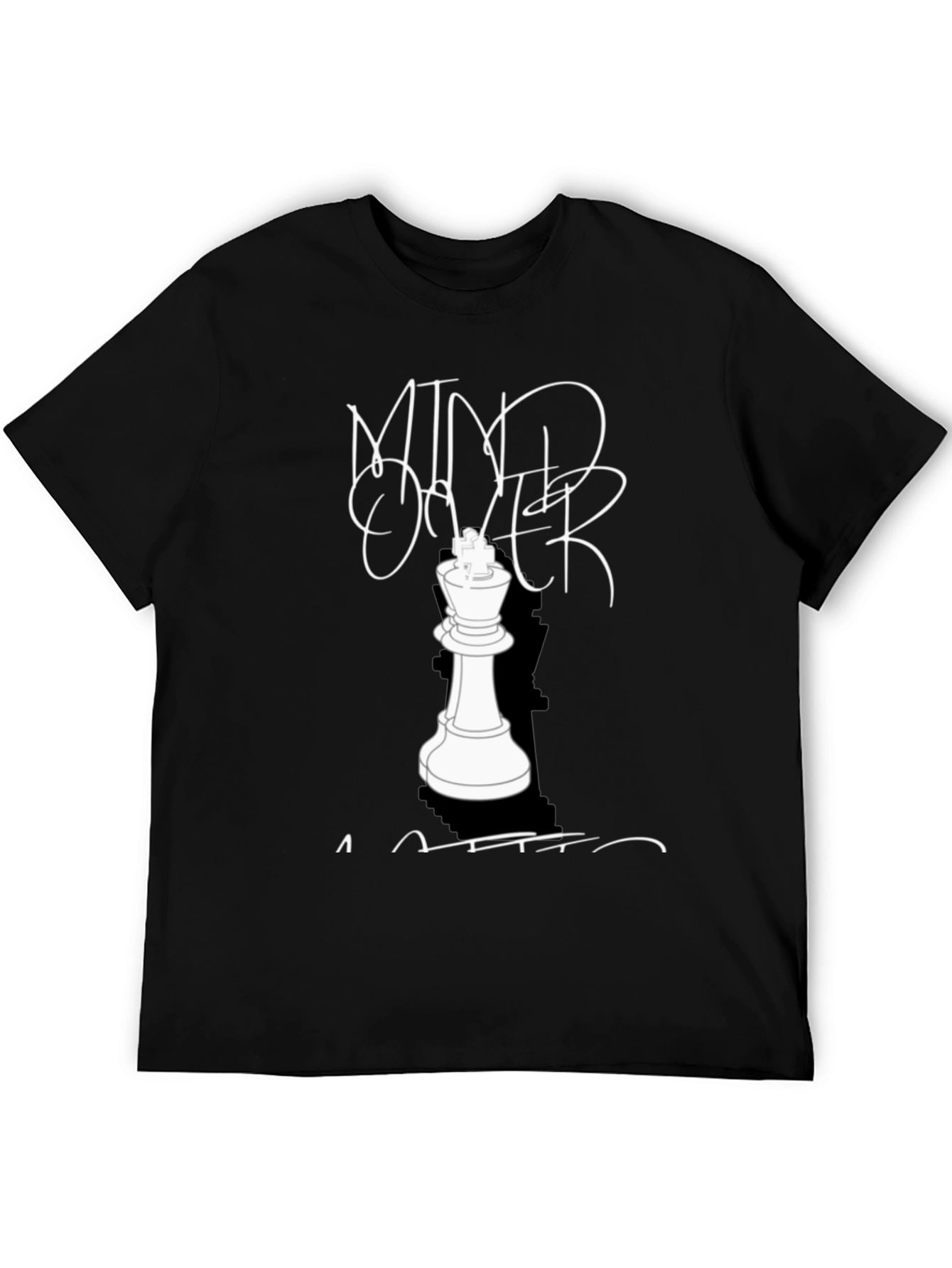 Black Mind Over Matter Chess King T-Shirt - Stylish Graphic Tee view 5