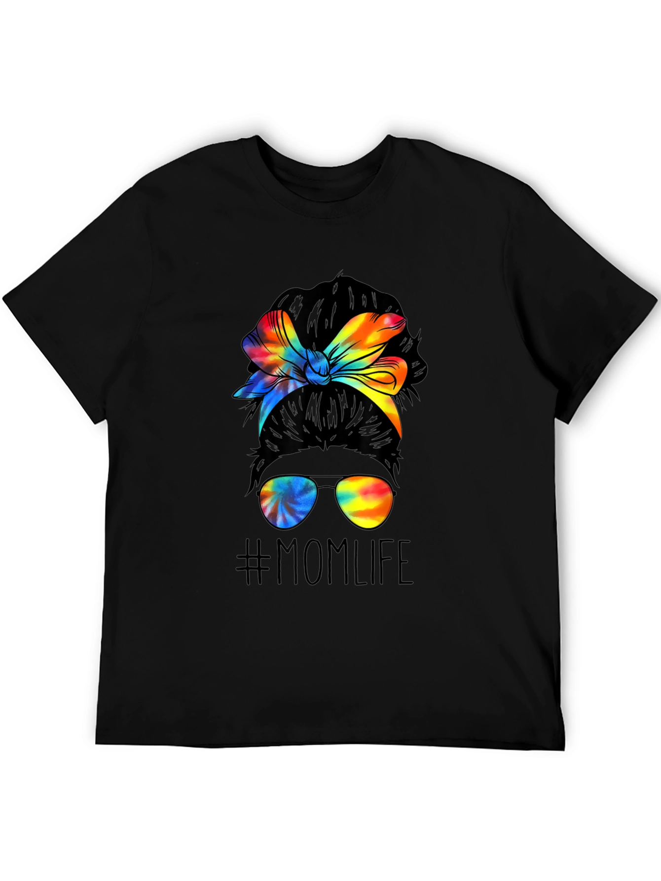 Black Mom Life Tie Dye Messy Bun Graphic Tee view 5