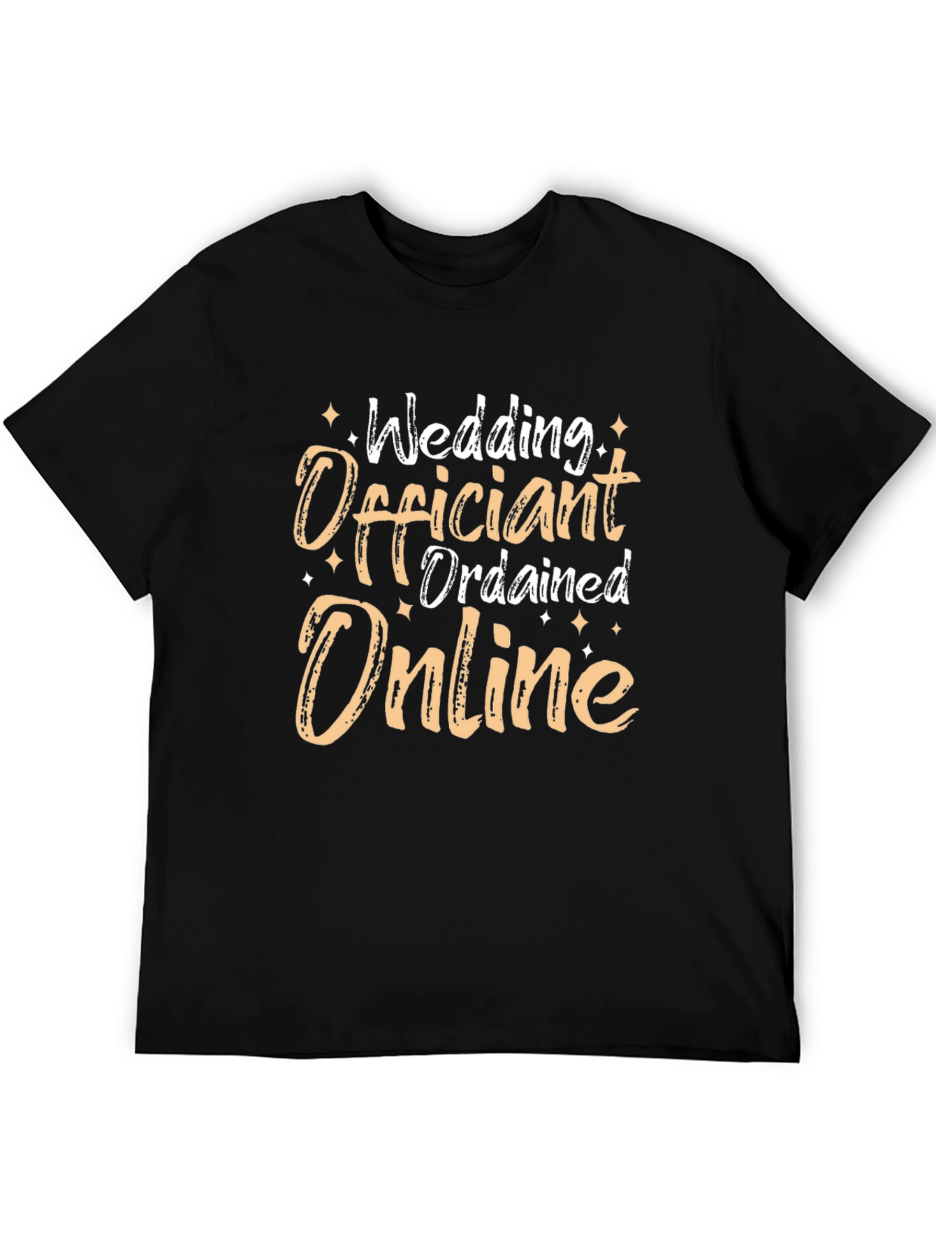 Black Wedding Officiant T-Shirt - Ordained Online view 5