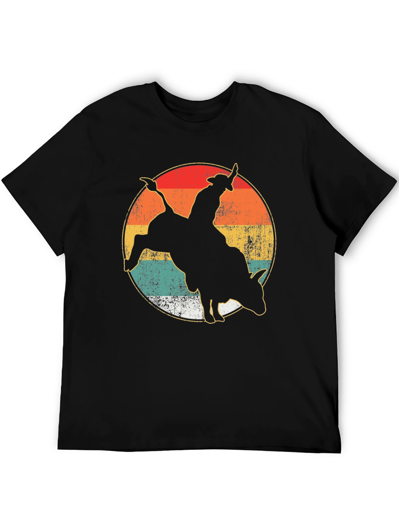 Black Retro Rodeo Bull Rider Graphic Tee view 5