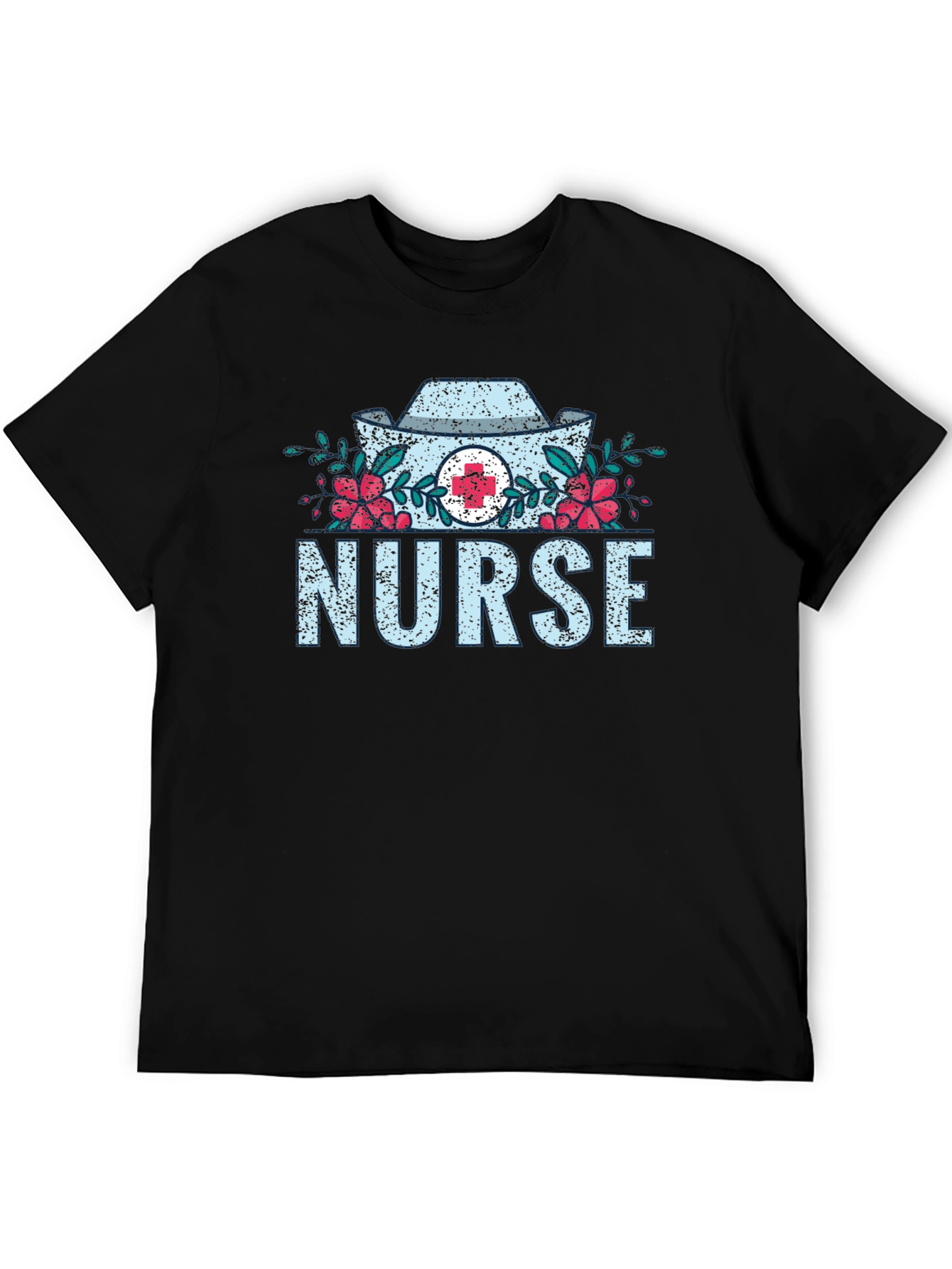 Black Nurse Floral Graphic T-Shirt - Black view 5