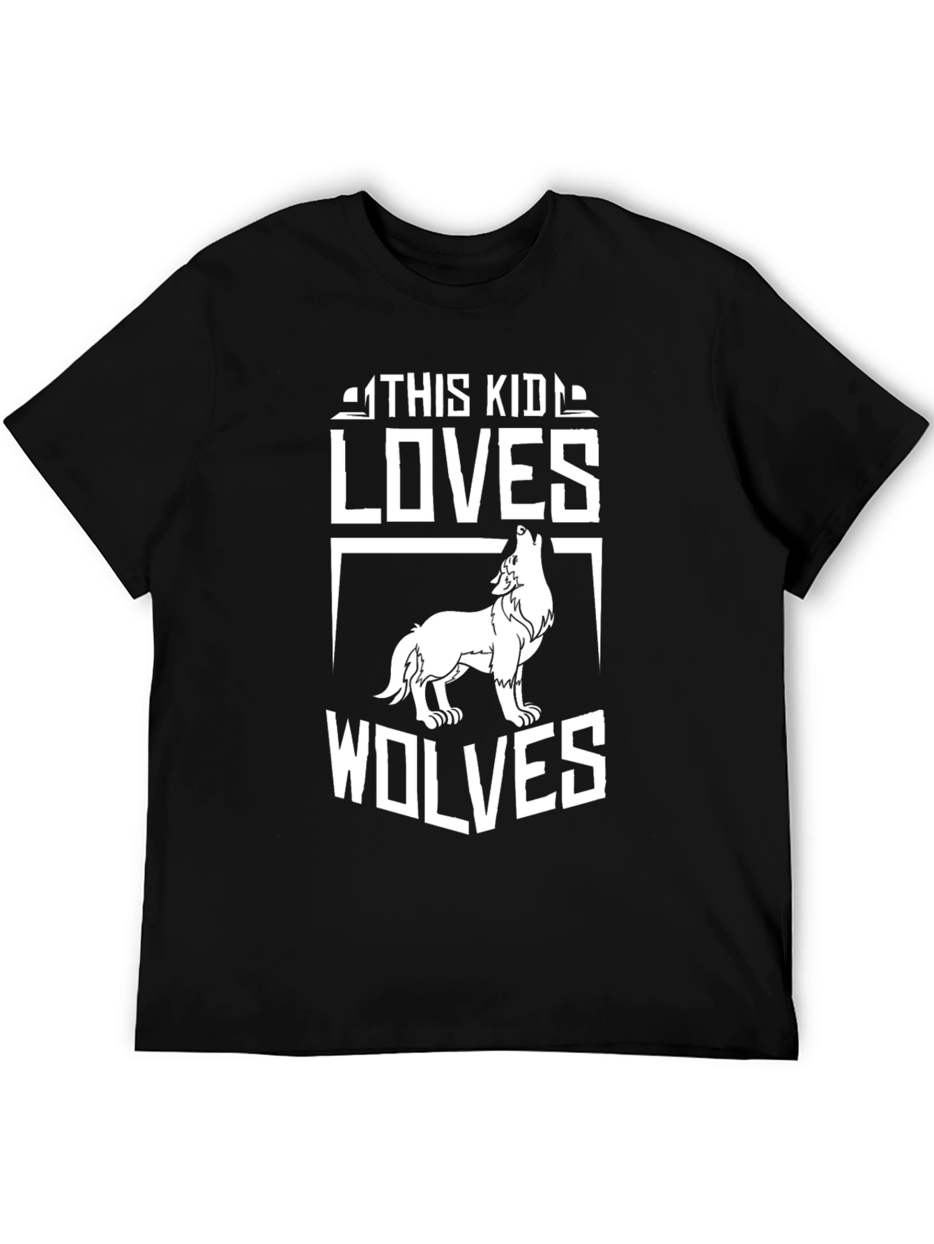 Black This Kid Loves Wolves Black Graphic T-Shirt view 5