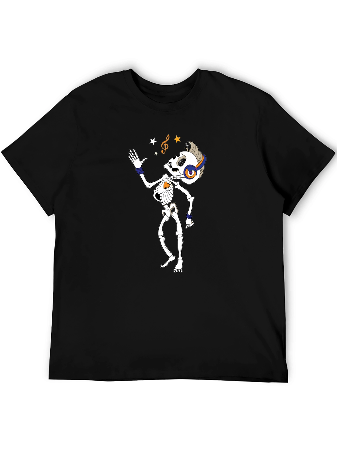 Black Skeleton DJ T-Shirt - Black Graphic Tee view 5