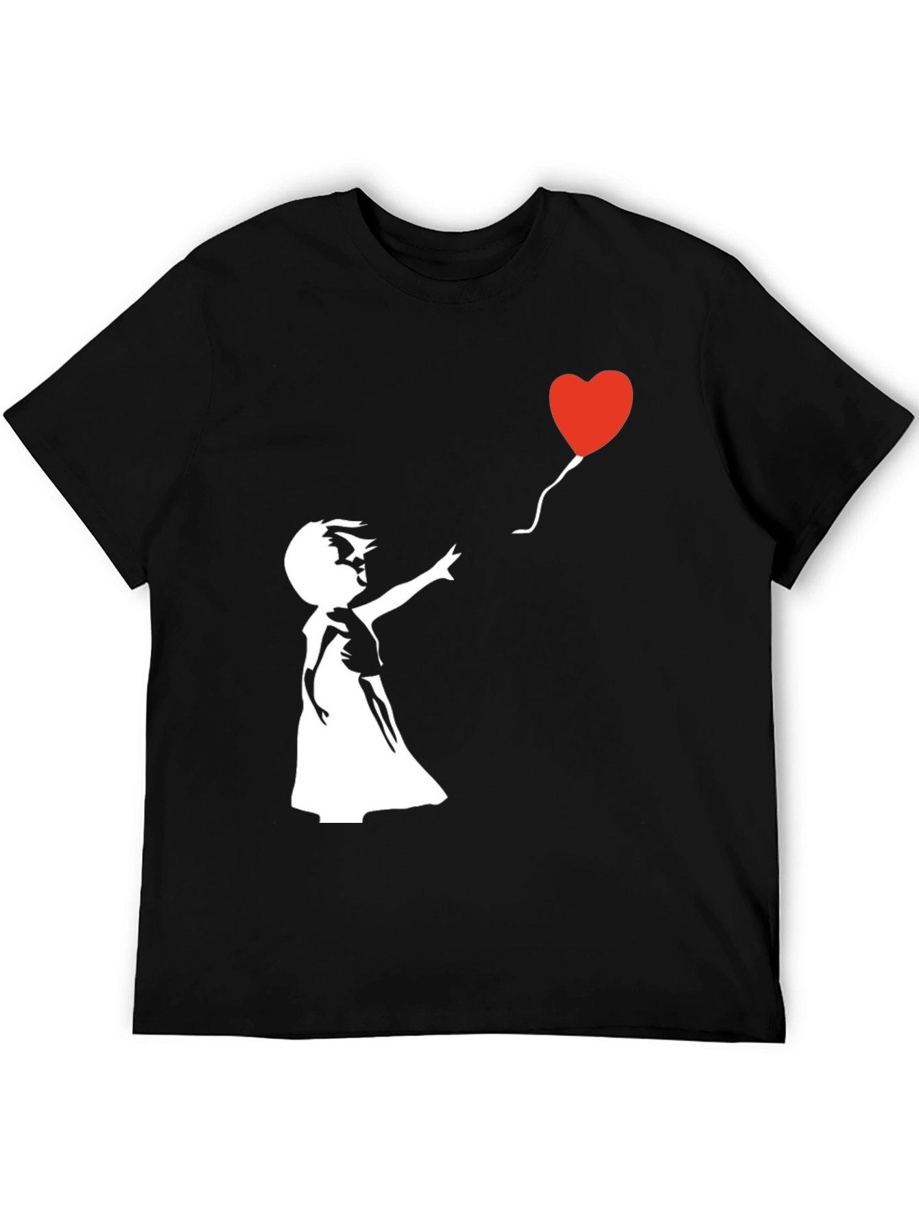 Black Banksy Girl with Balloon Graphic T-Shirt view 5