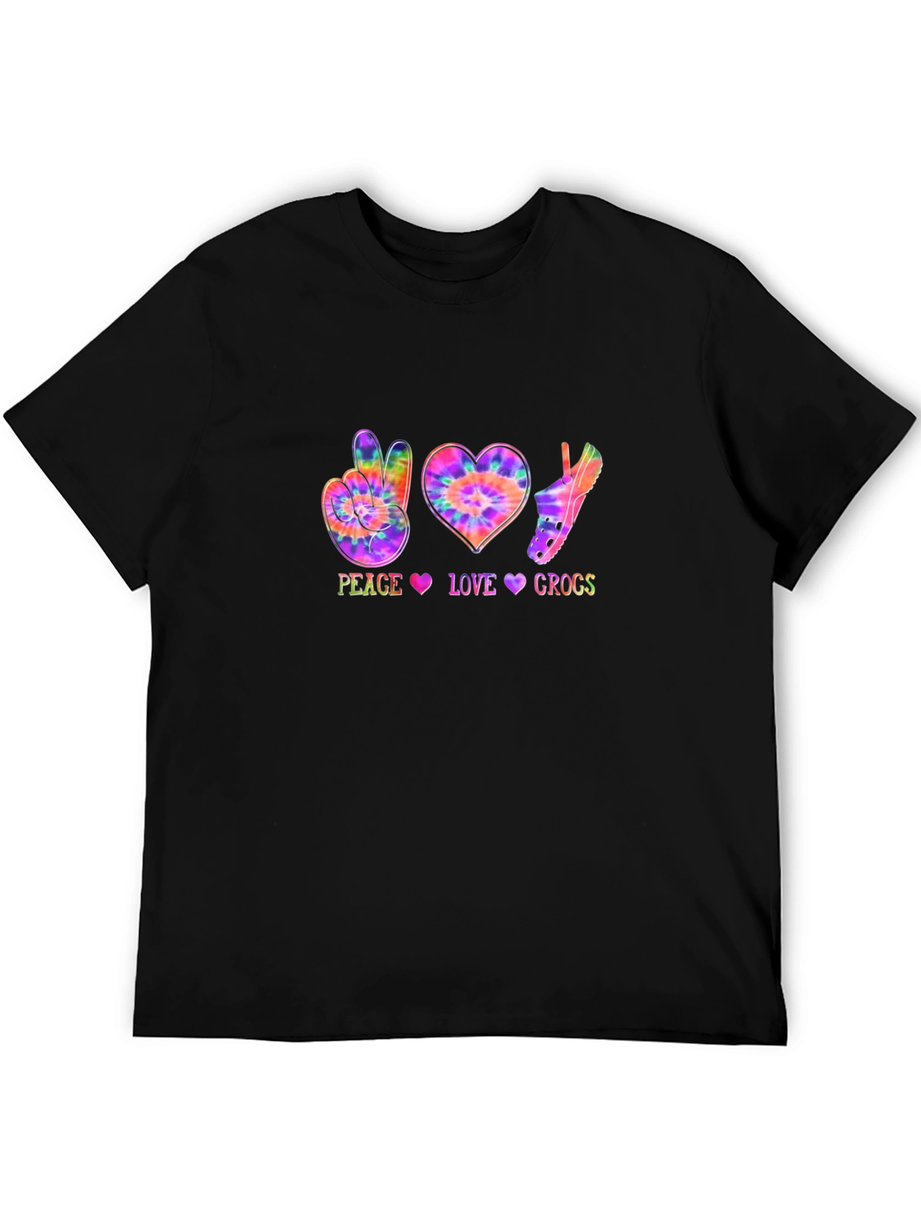 Black Peace Love Crocs Tie-Dye Graphic T-Shirt view 5