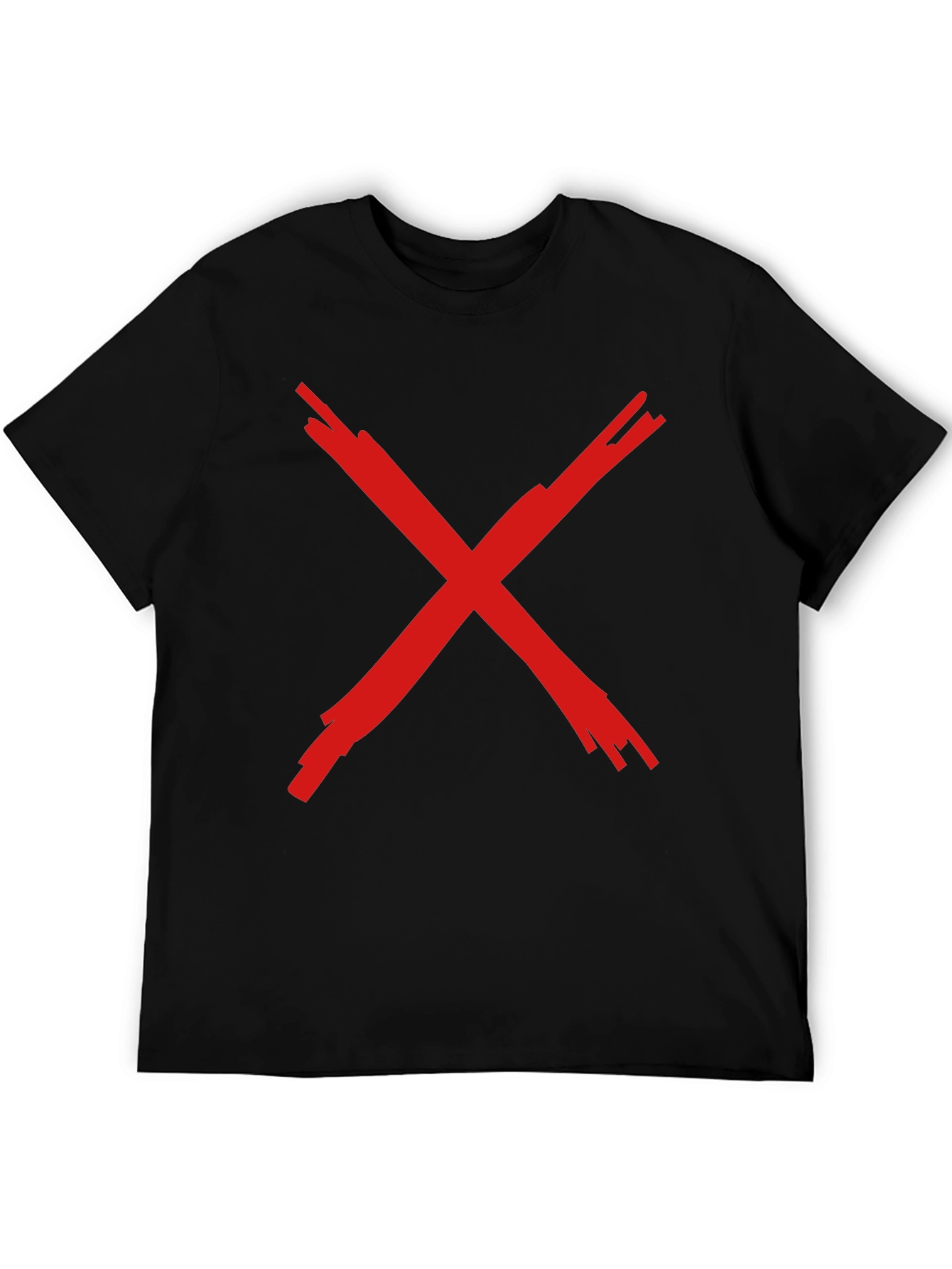 Black Bold Red X Graphic Print Black T-Shirt view 5