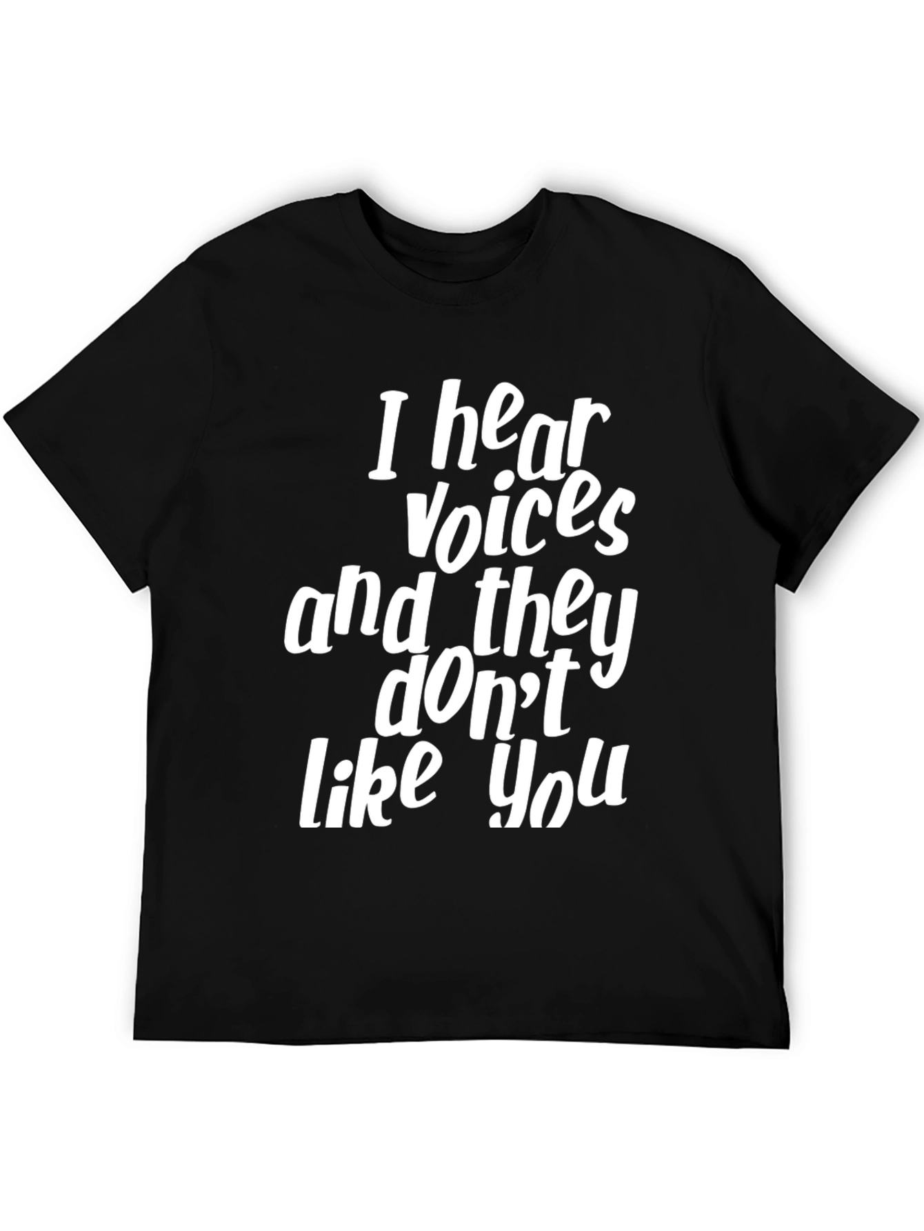 Black Funny "I Hear Voices" Graphic Tee - Black view 5