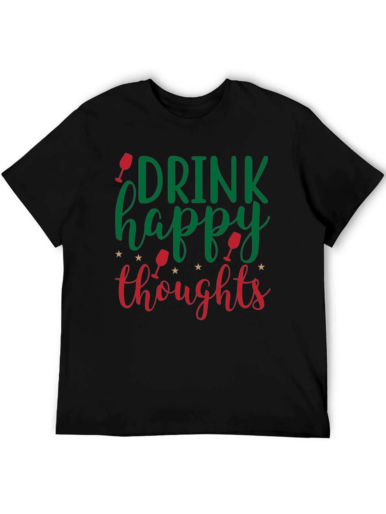 Black Drink Happy Thoughts Graphic Tee - Black view 5