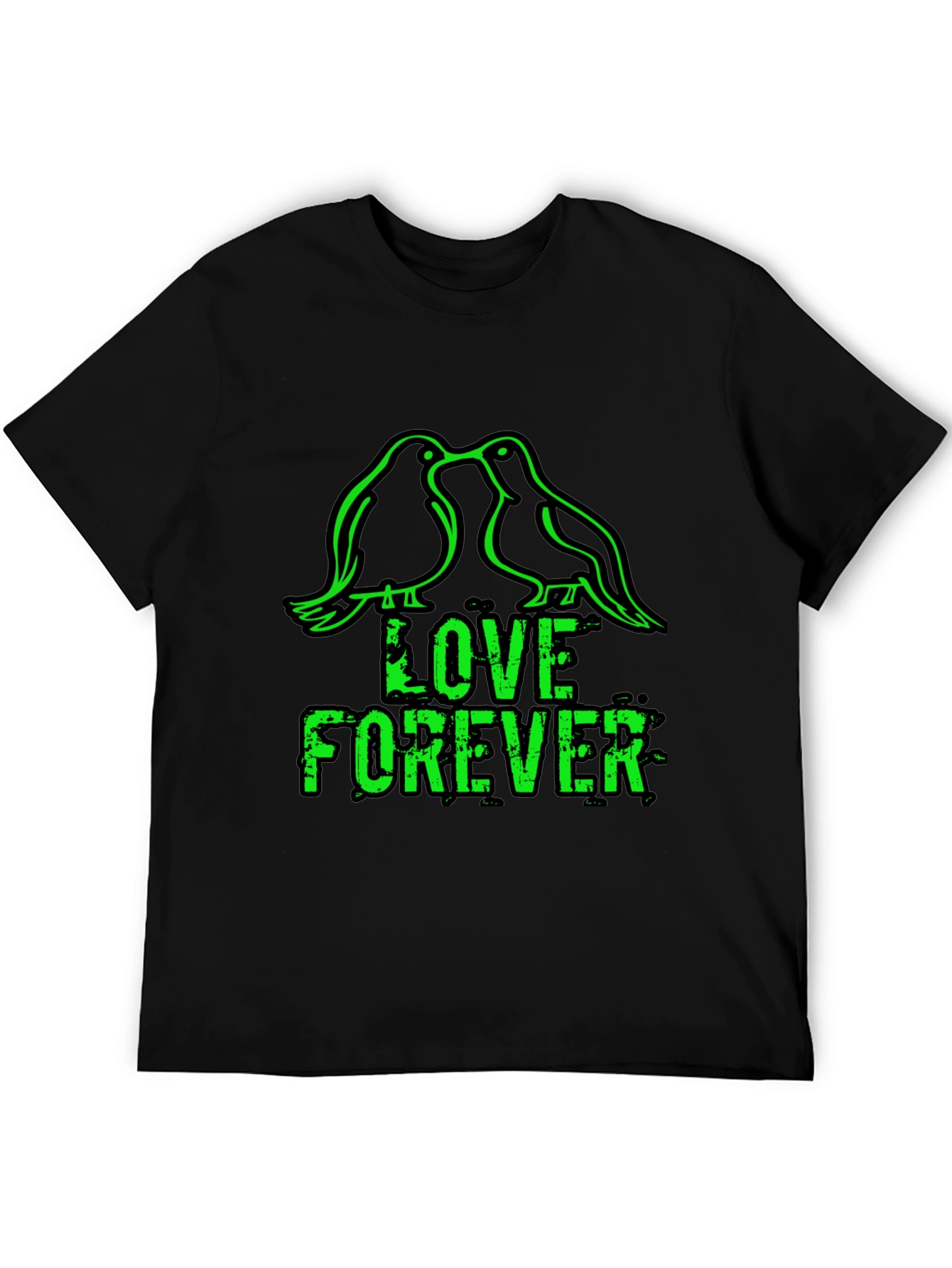 Black Love Forever T-Shirt - Birds & Grunge Style view 5
