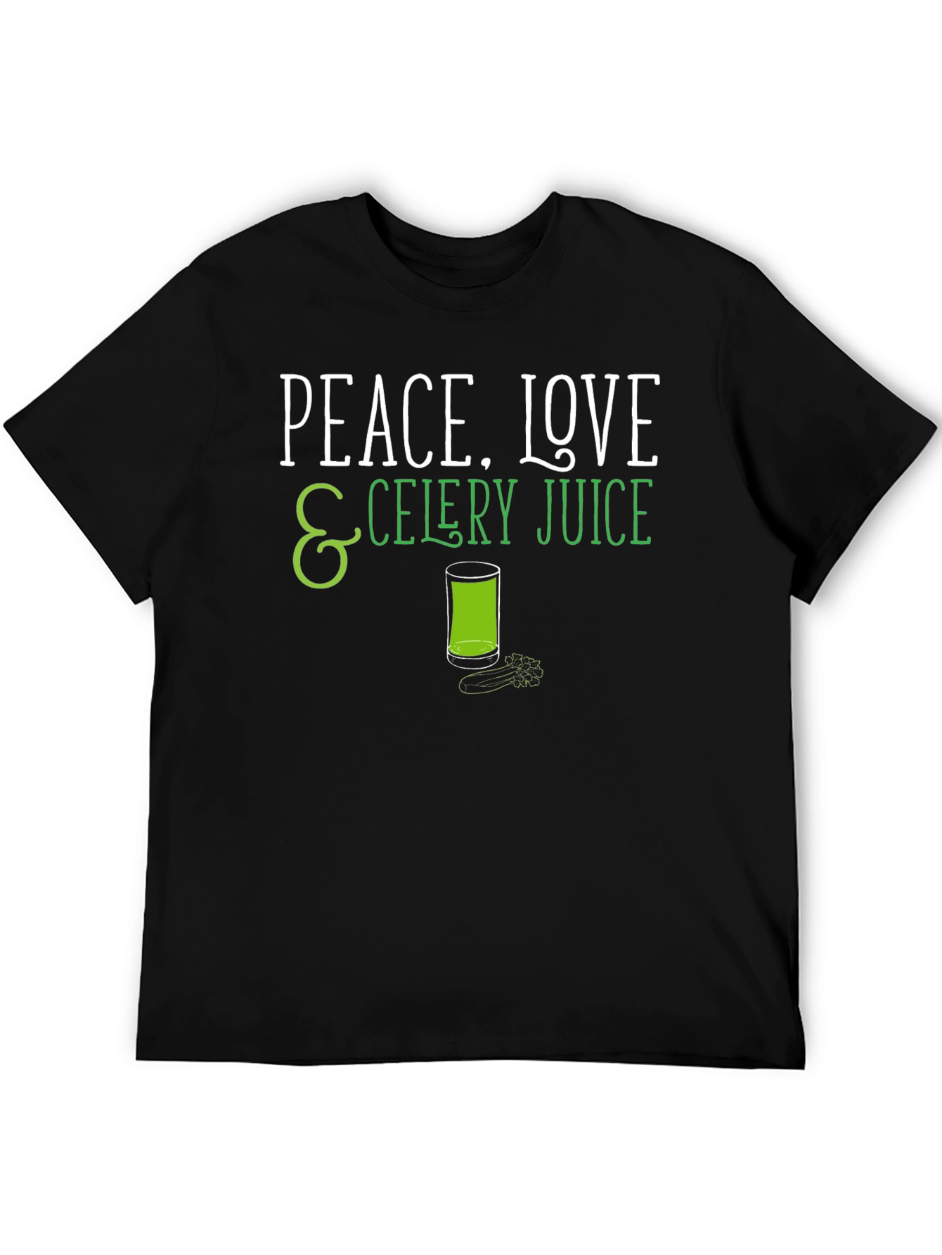 Black Peace Love Celery Juice Black Graphic T-Shirt view 5