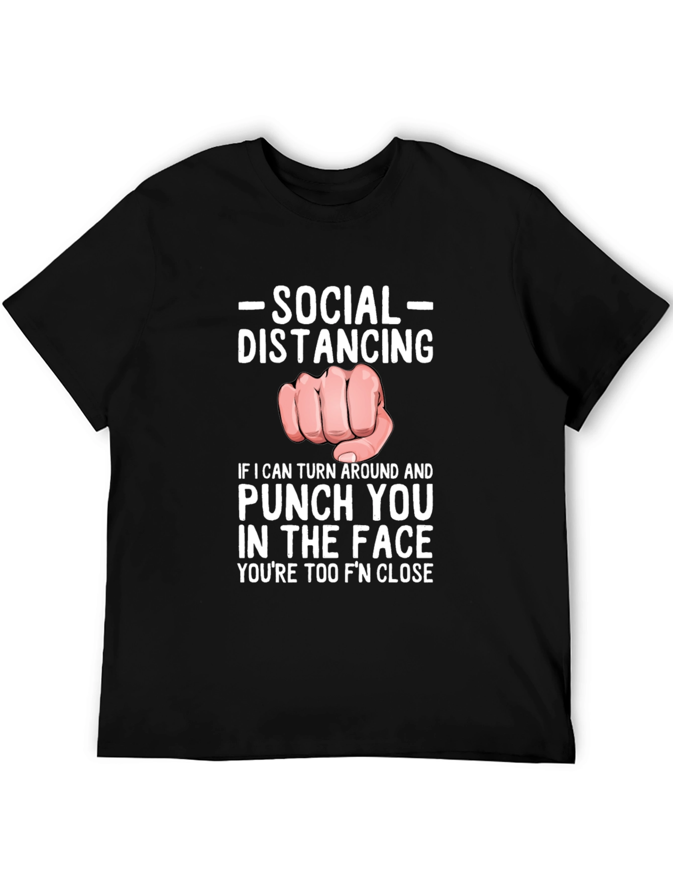 Black Social Distancing Punch T-Shirt view 5
