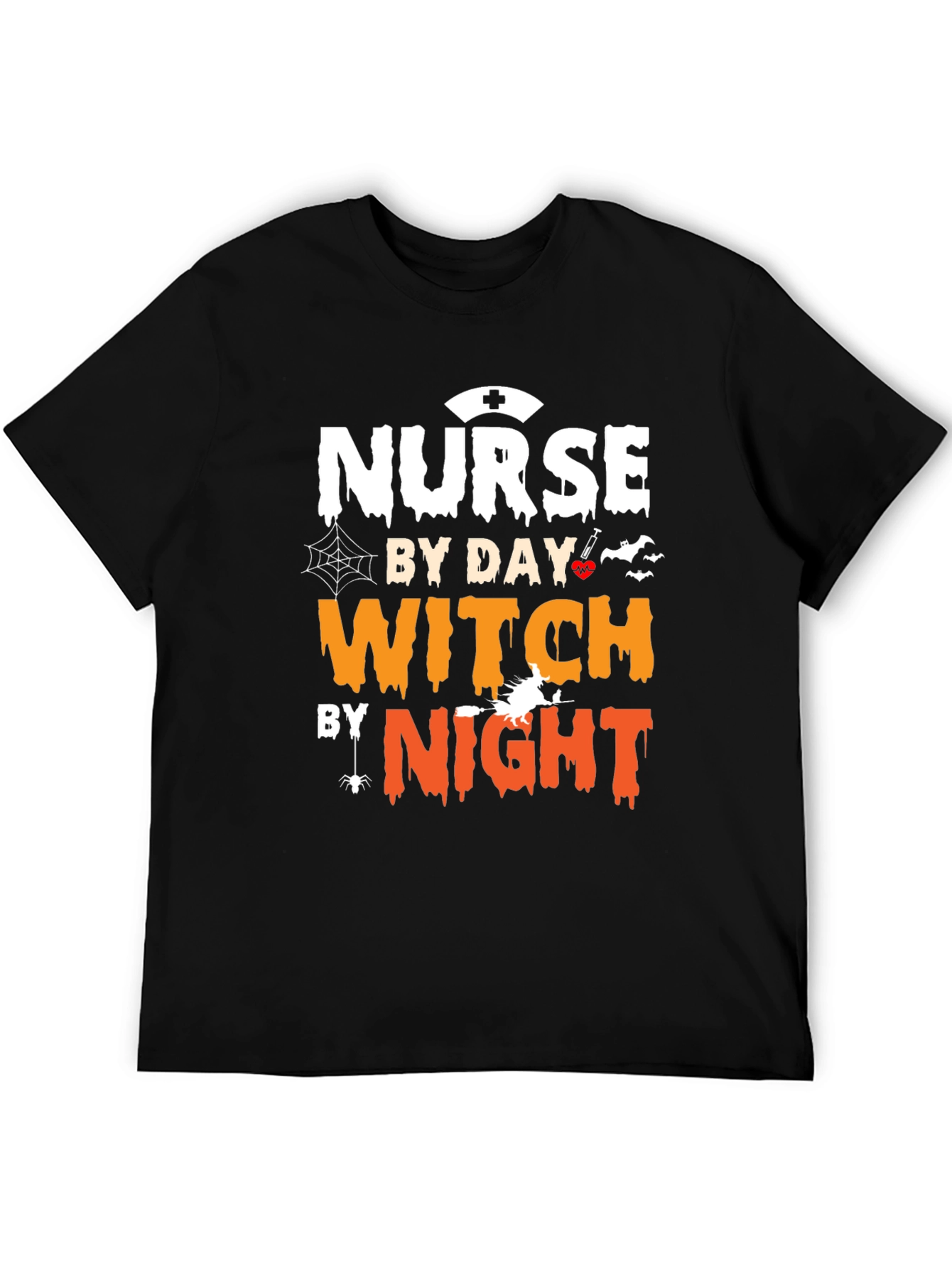 Black Nurse By Day Witch By Night Halloween T-Shirt view 5