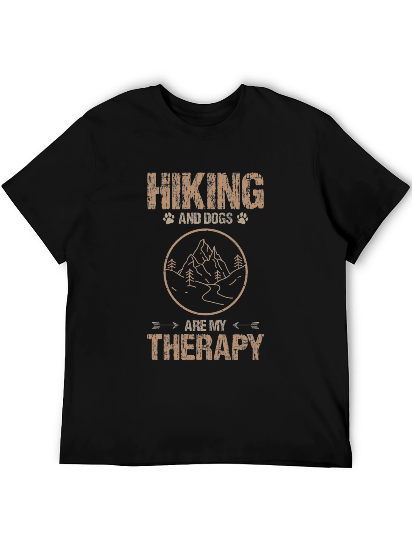 Black Hiking & Dogs Therapy T-Shirt - Nature Lover view 5
