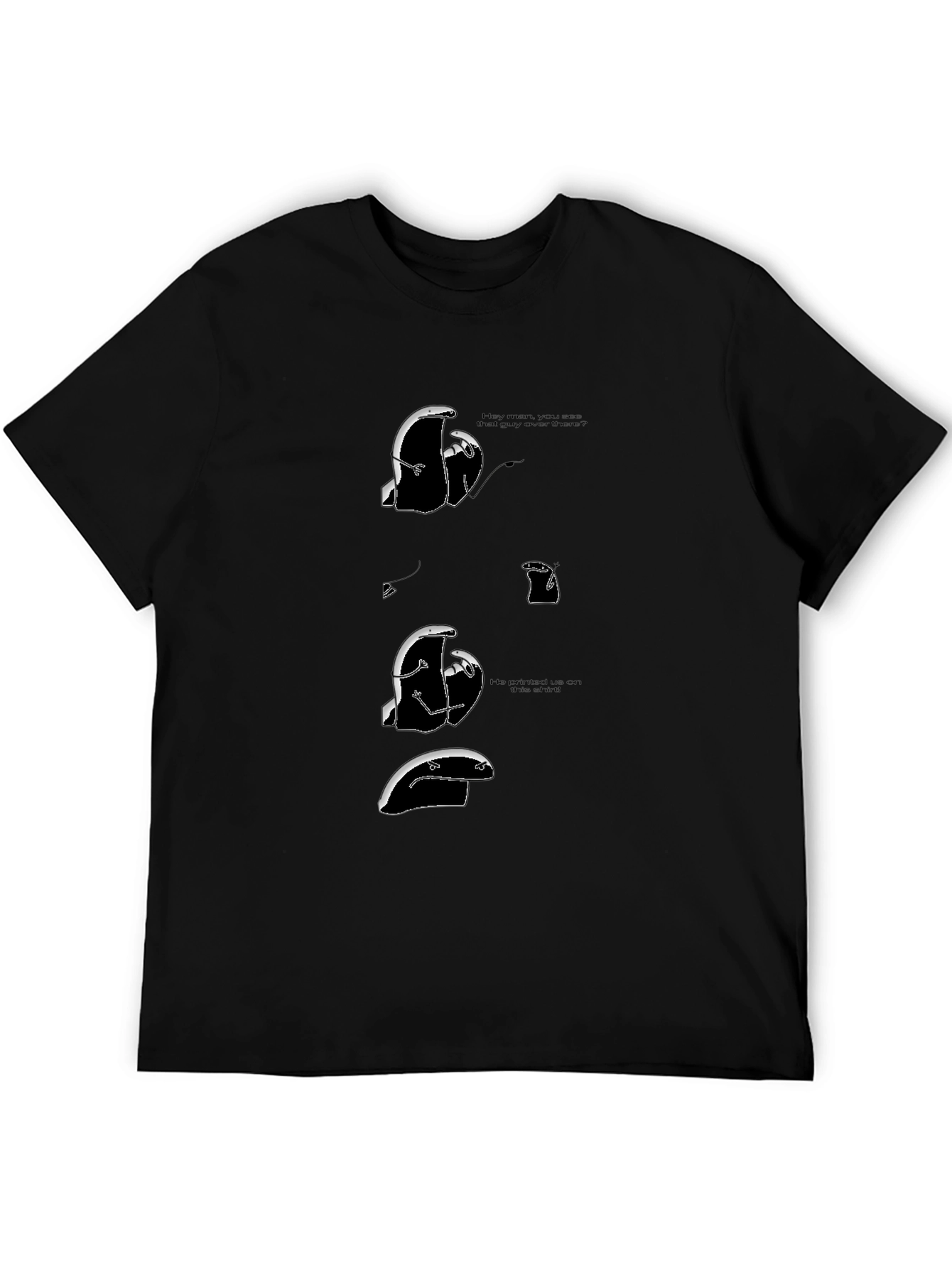 Black Humorous Animated Graphic Print T-Shirt view 5