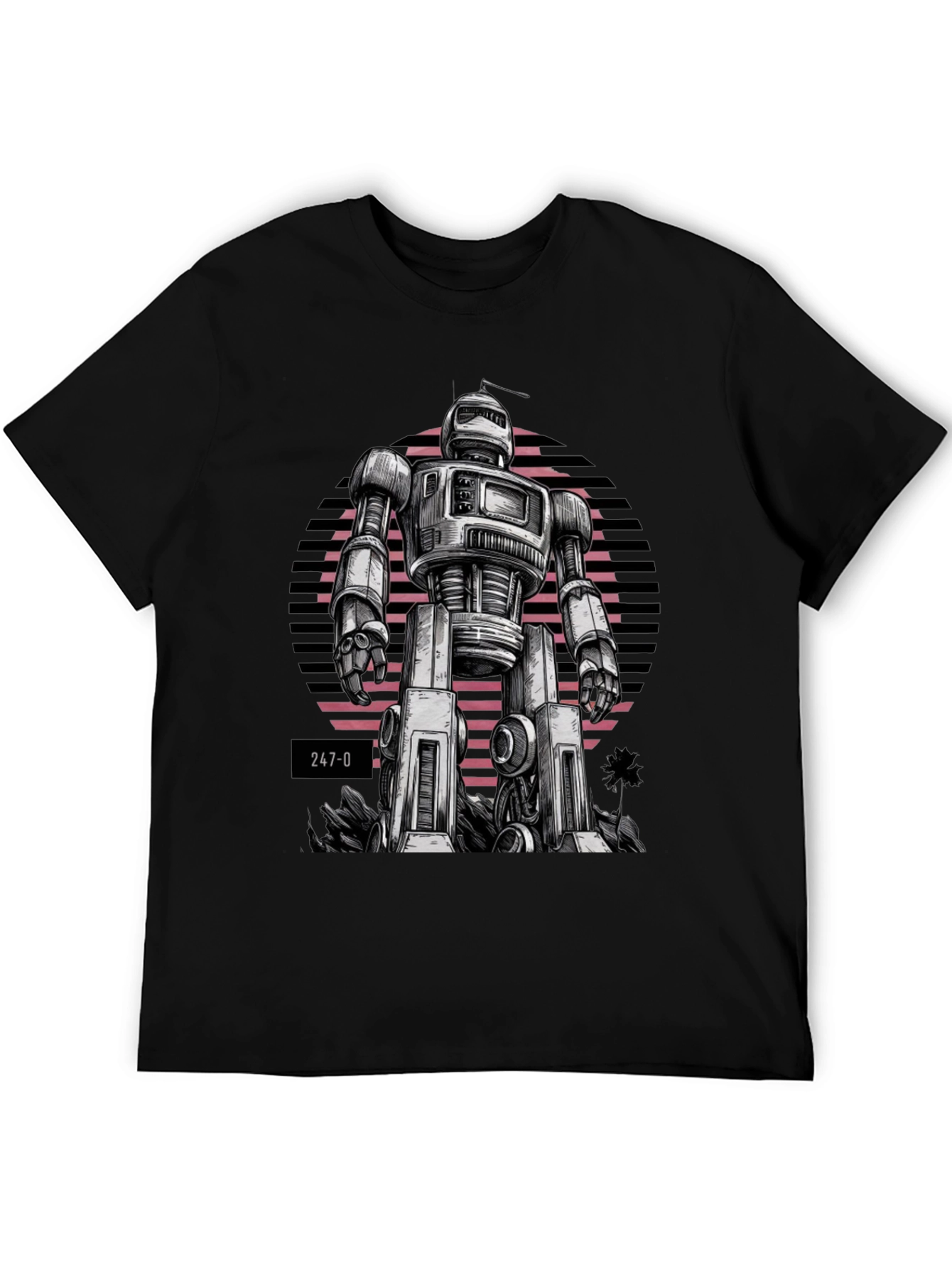 Black Retro Robot Graphic Tee view 5