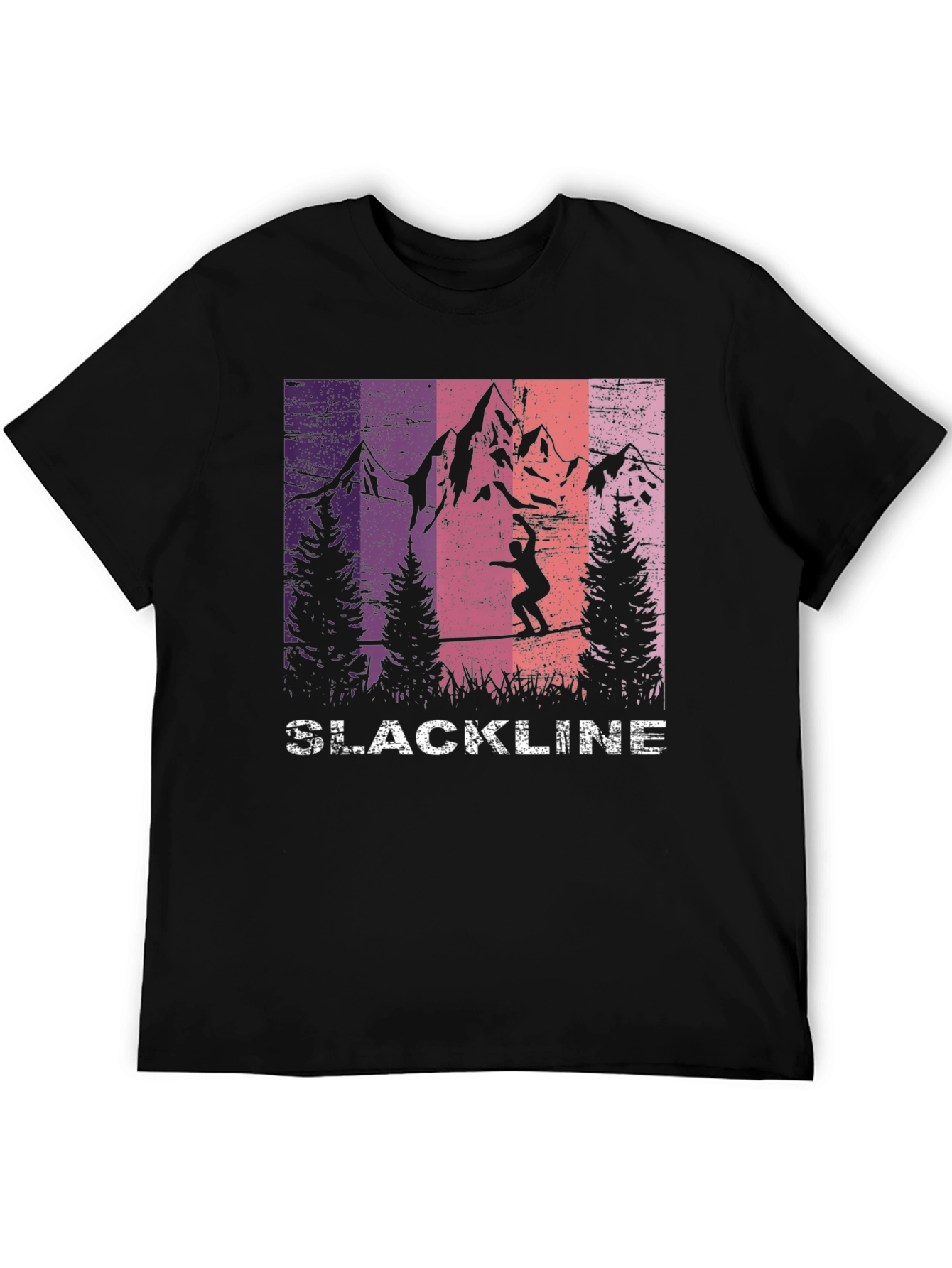 Black Slackline Mountain Graphic T-Shirt view 5