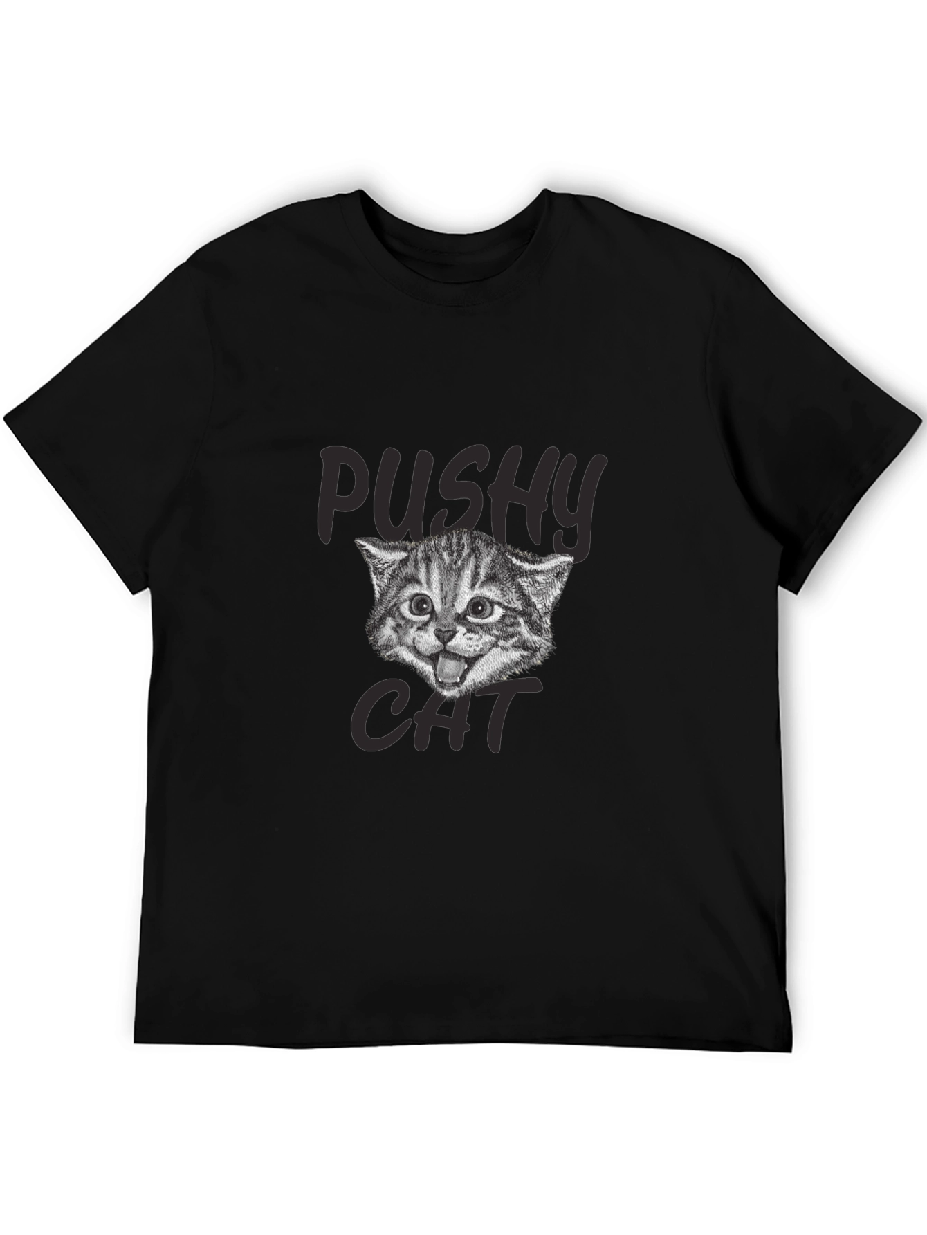 Black Pushy Cat Graphic T-Shirt view 5