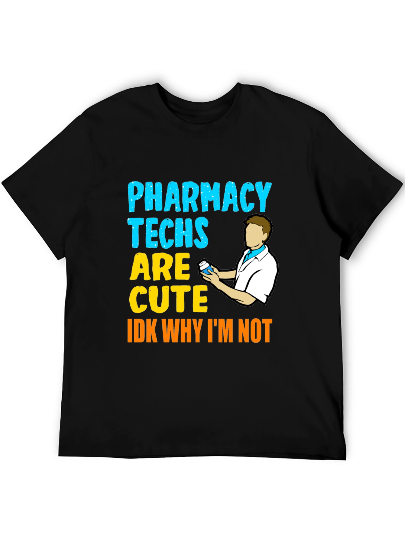 Black Pharmacy Techs Are Cute Men's Black T-Shirt view 5