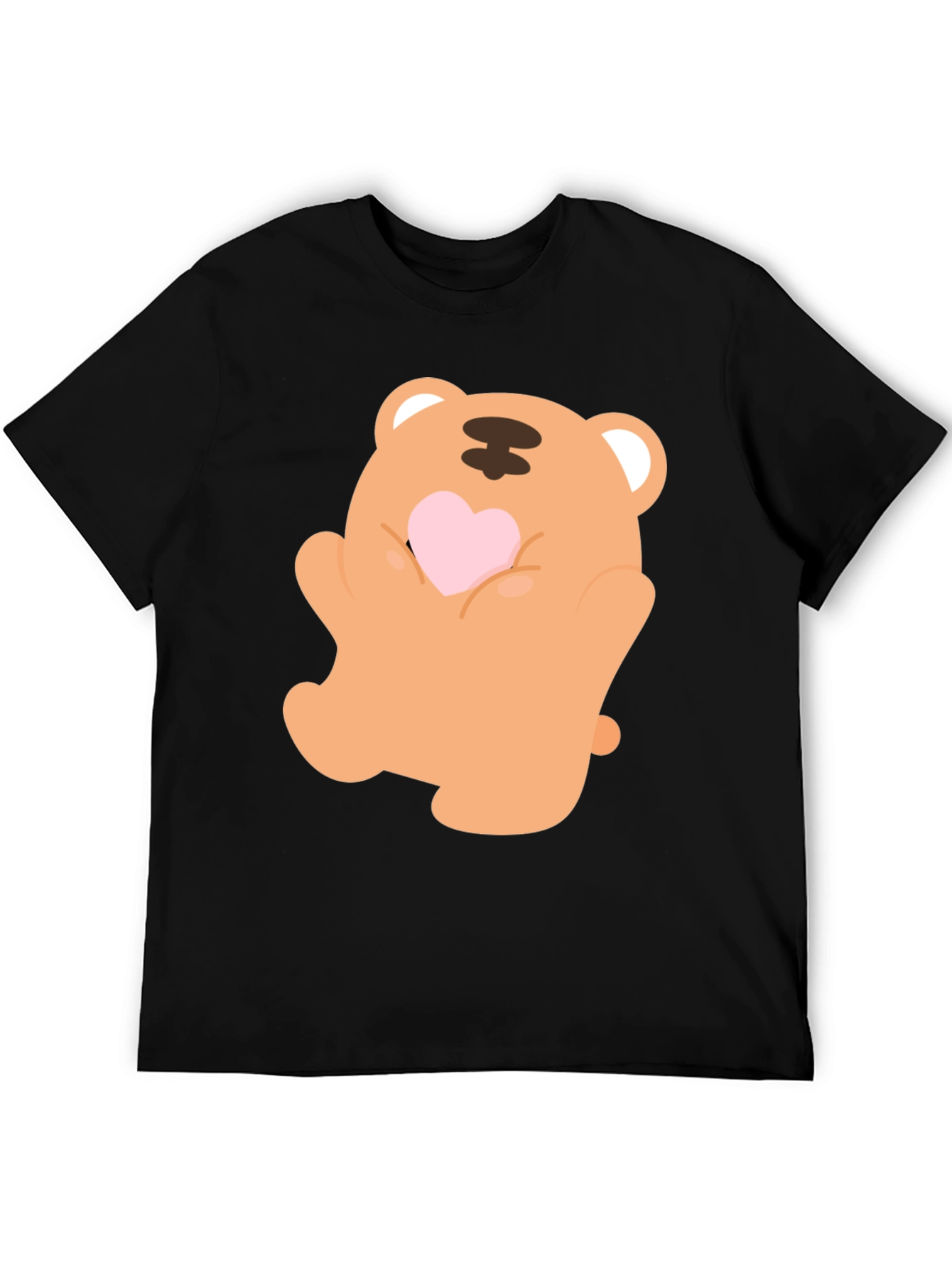 Black Cute Bear Holding Heart Graphic Tee view 5