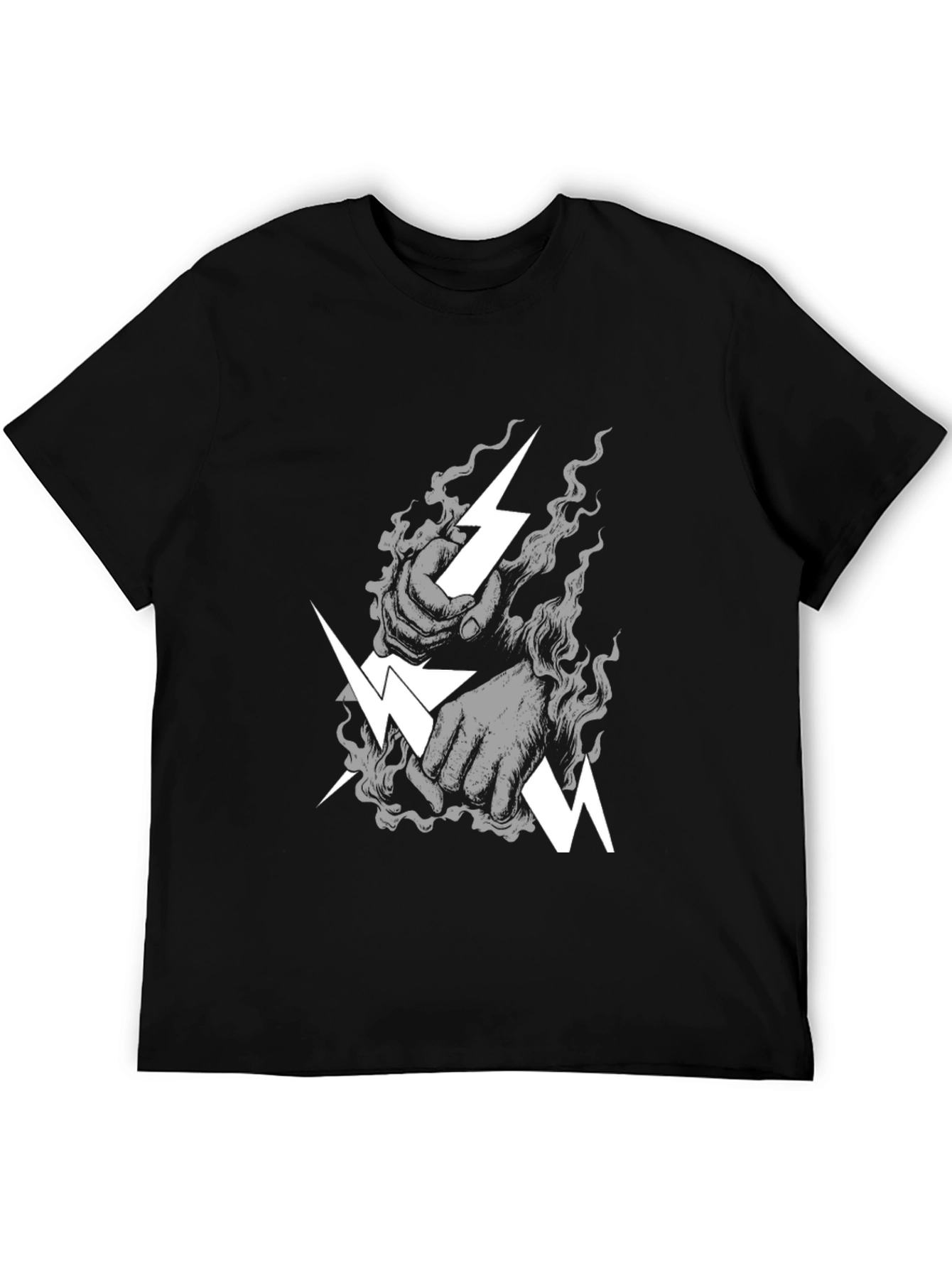 Black Stylish Black T-Shirt with Lightning Bolt Graphic view 5