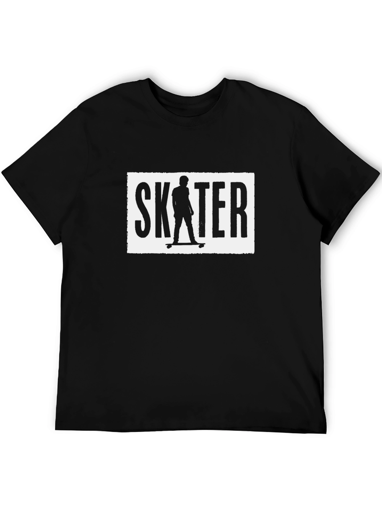 Black Skater Graphic Tee - Black Crew Neck T-Shirt view 5