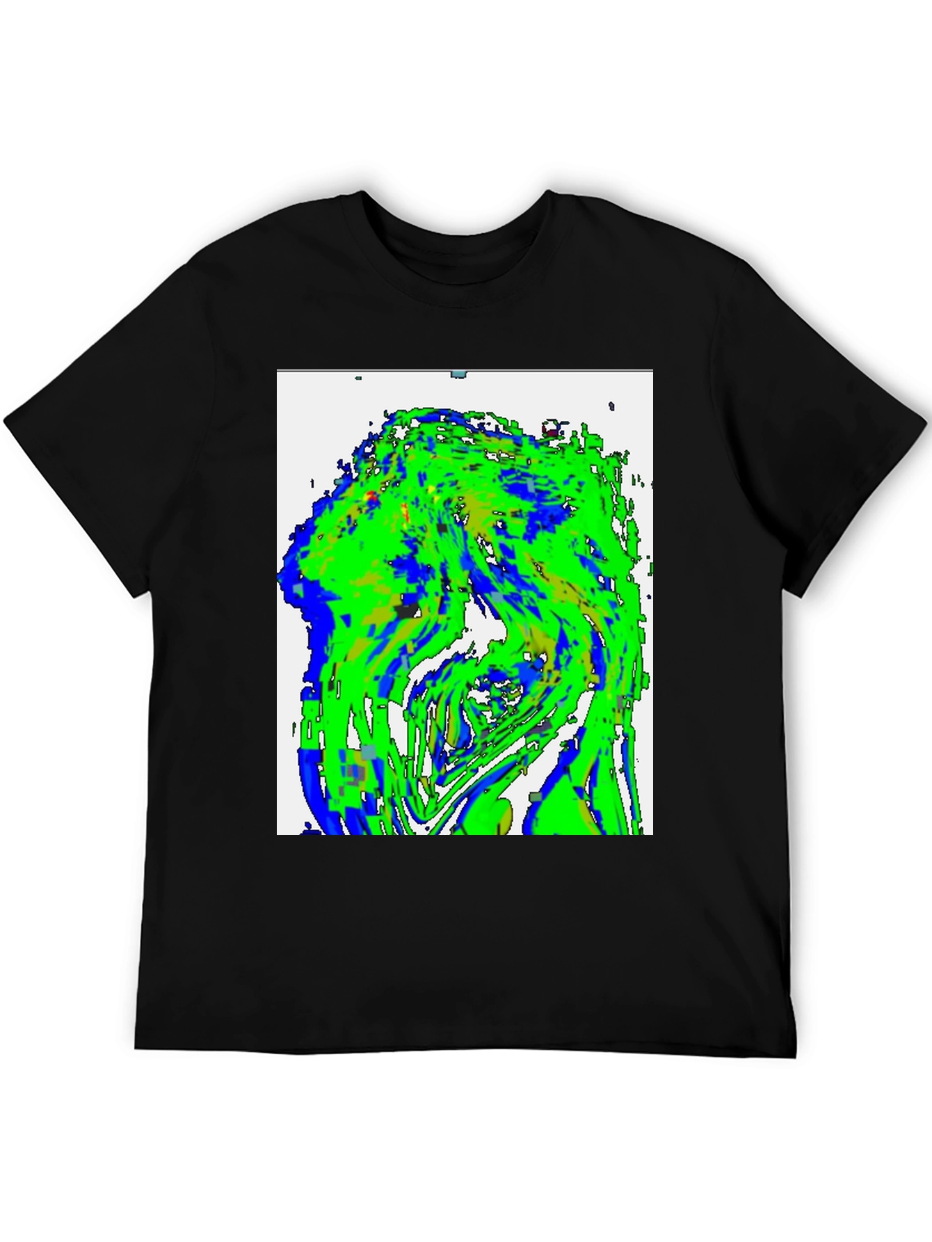 Black Abstract Green & Blue Graphic Tee view 5