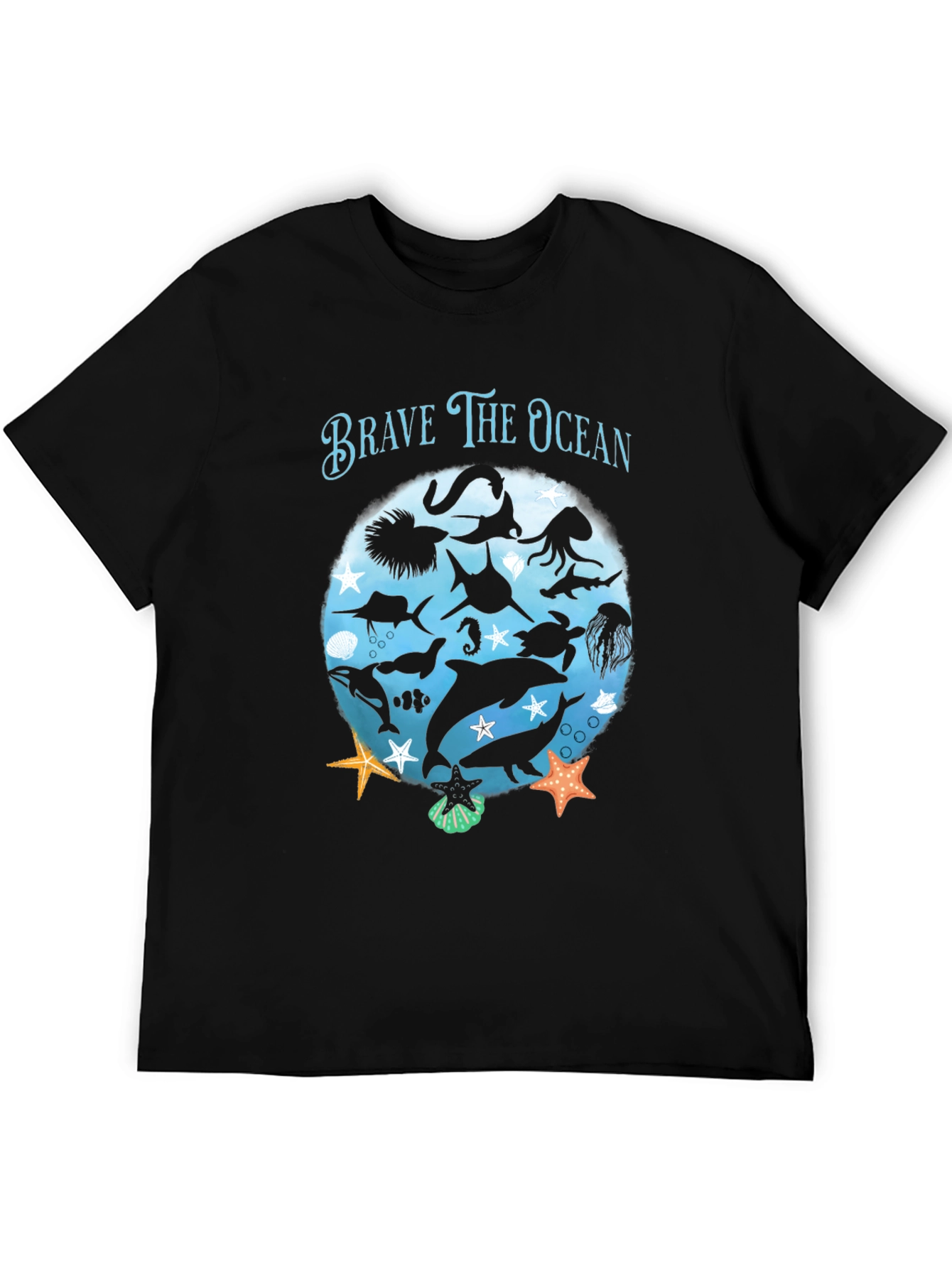 Brave the Ocean Graphic T-Shirt - Black - 5