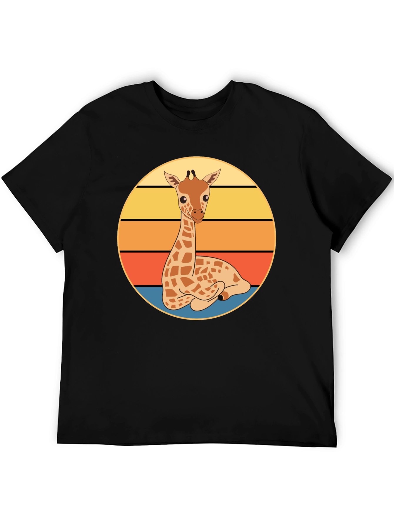 Black Giraffe Sunset Graphic Tee - Cute Cartoon Design view 5