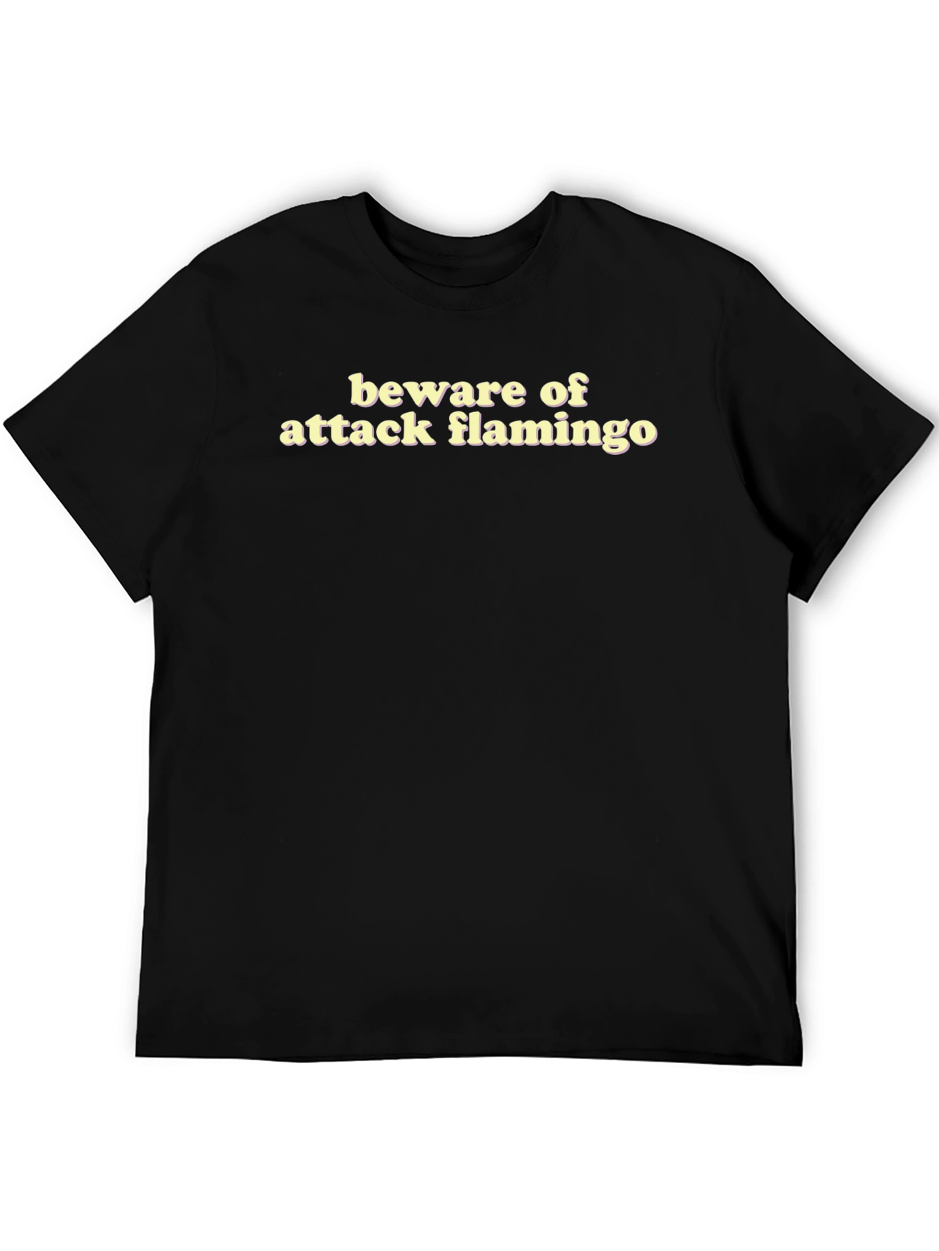 Black Beware of Attack Flamingo T-Shirt, Funny Bird Tee view 5