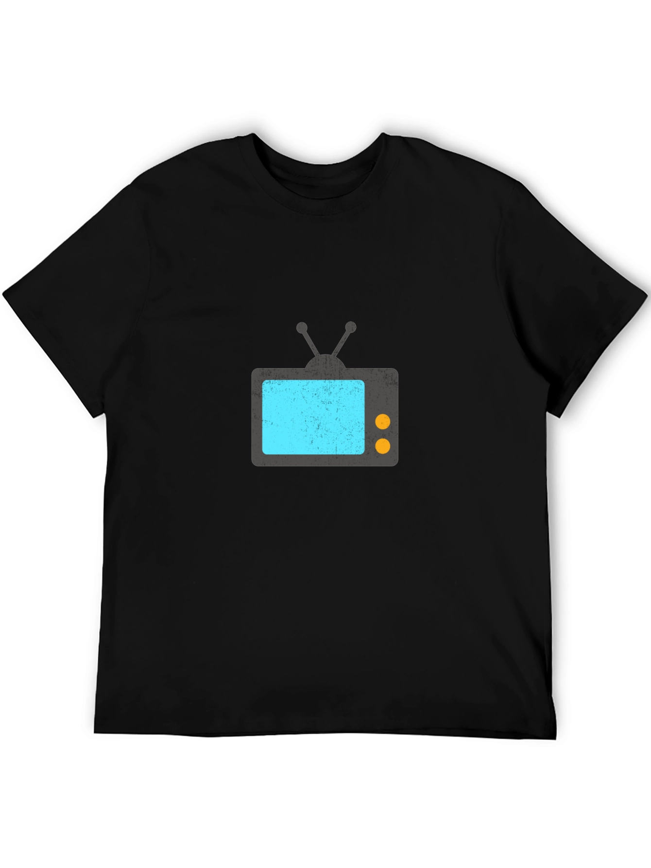 Black Retro TV Graphic Tee - Black Casual T-Shirt view 5