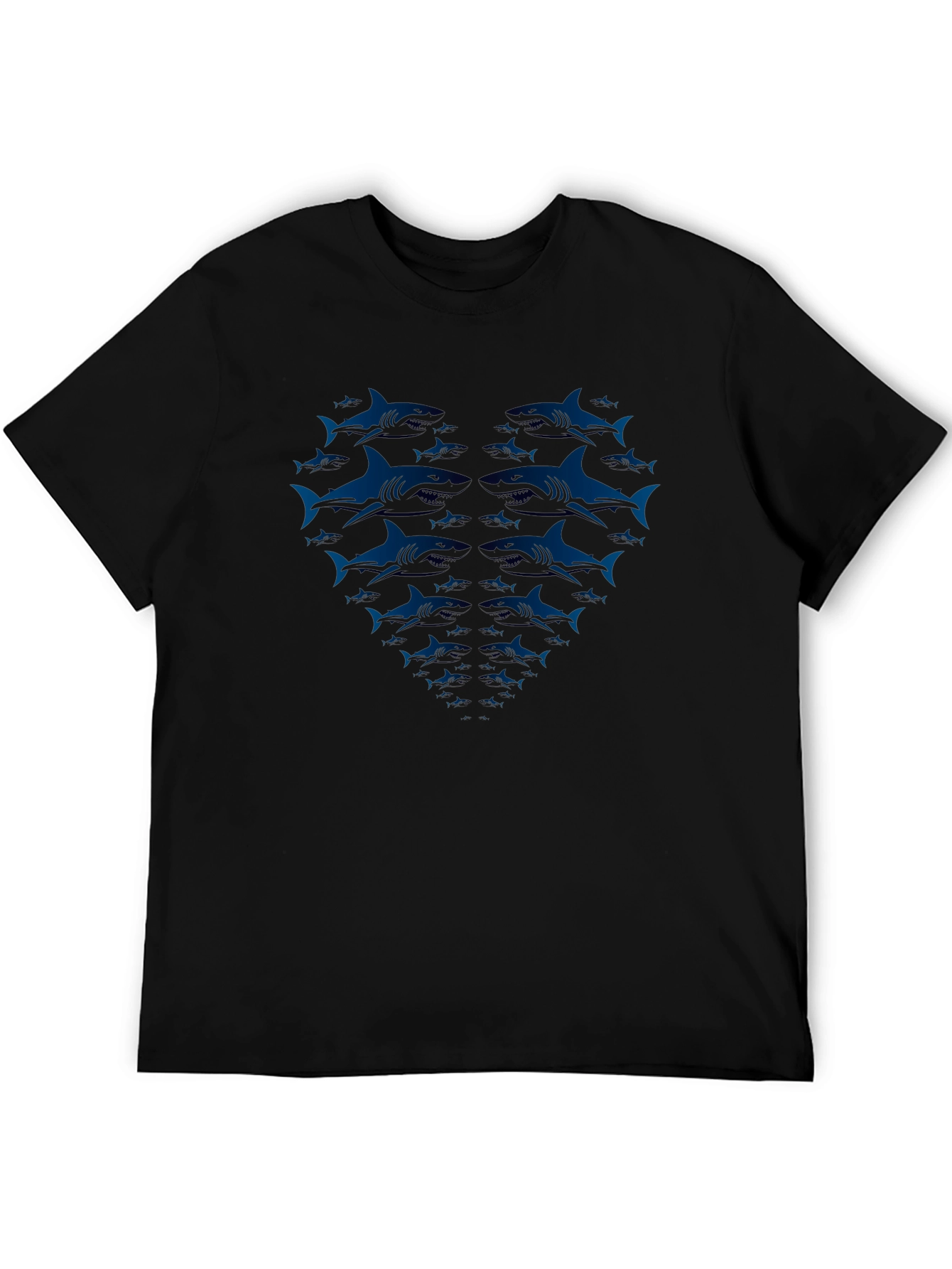 Black Shark Heart Graphic Tee - Black Cotton T-Shirt view 5