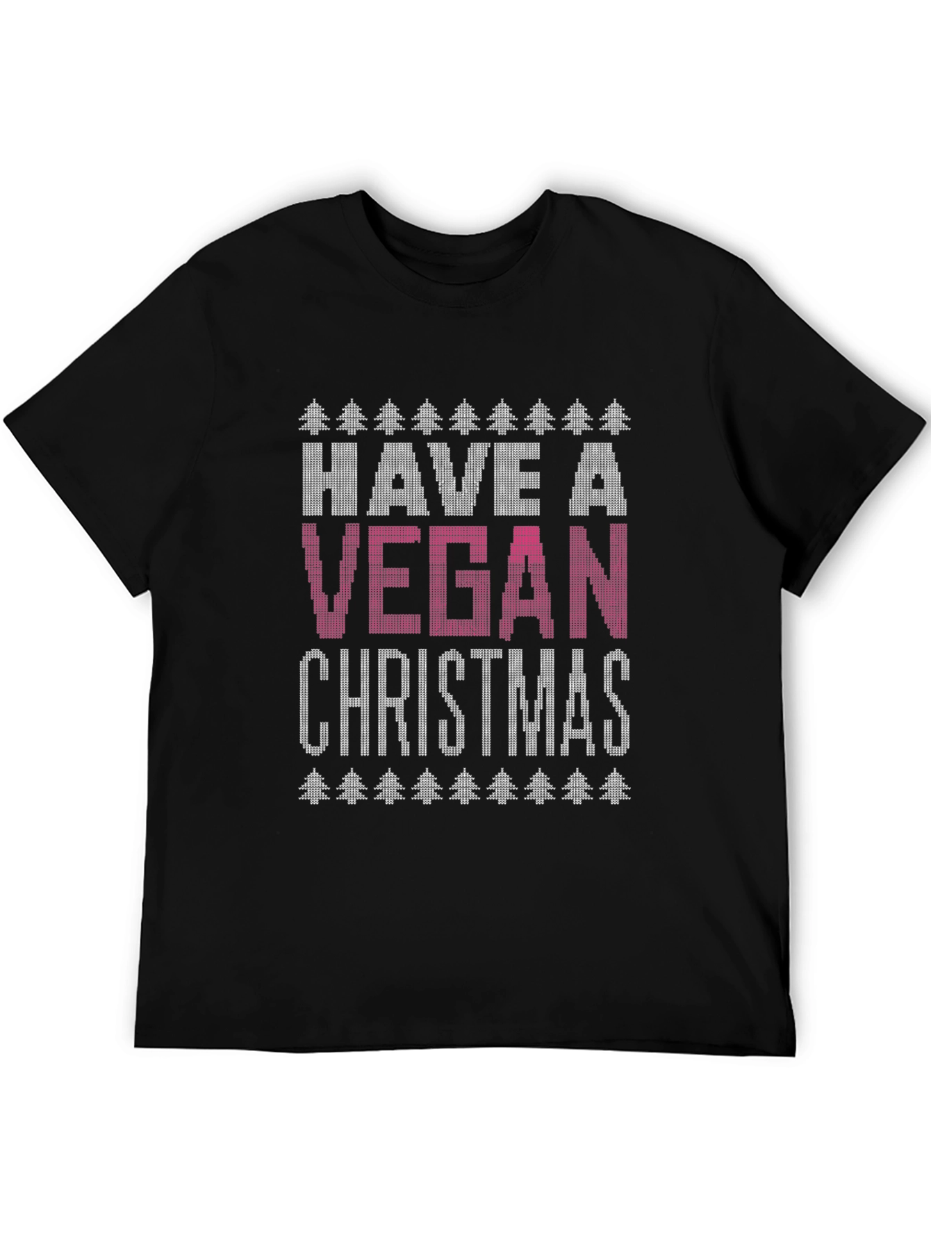 Black Vegan Christmas T-Shirt - Ugly Christmas Sweater Style Tee view 5
