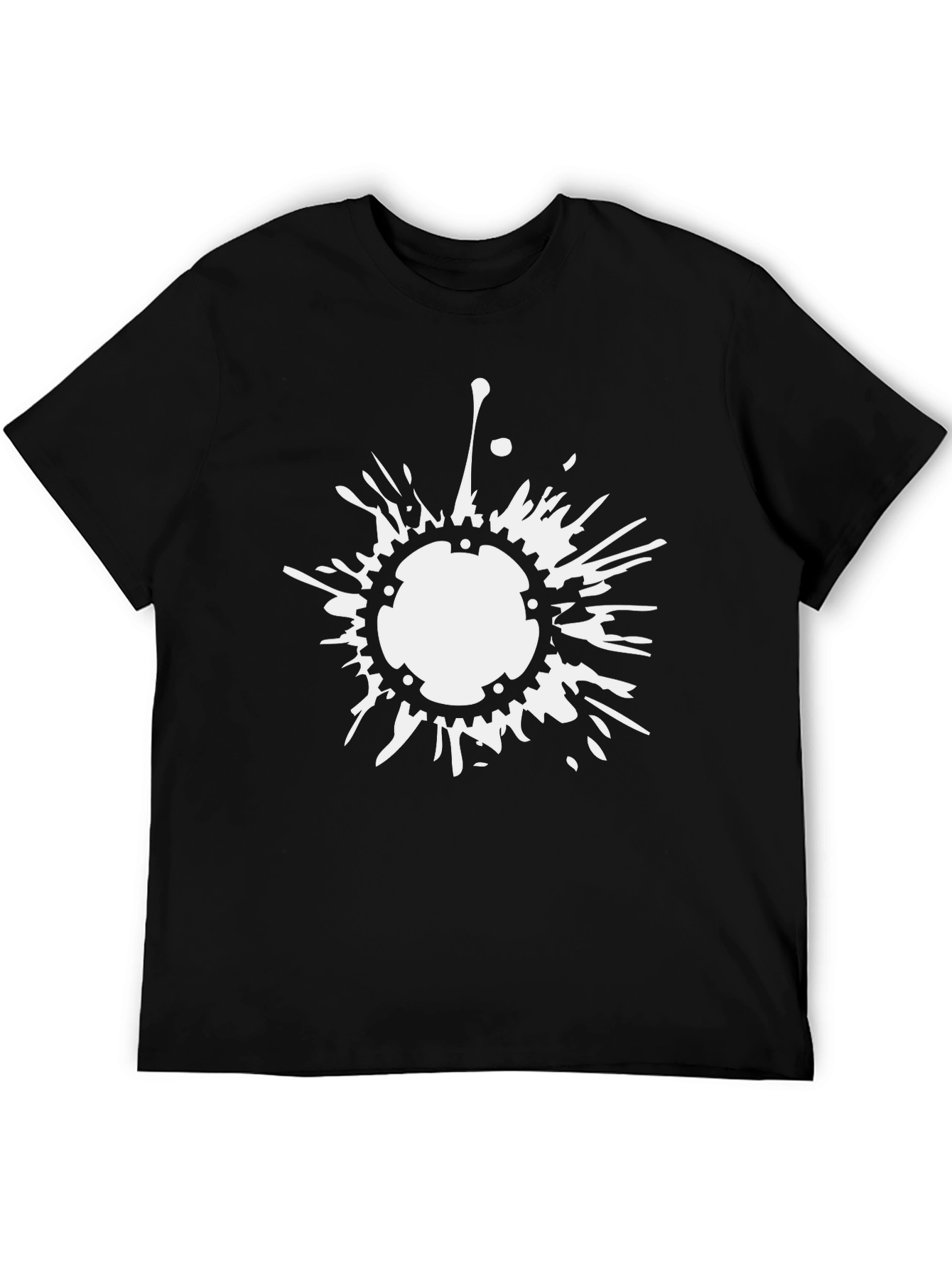 Black Men's Black T-Shirt with White Splash Graphic view 5