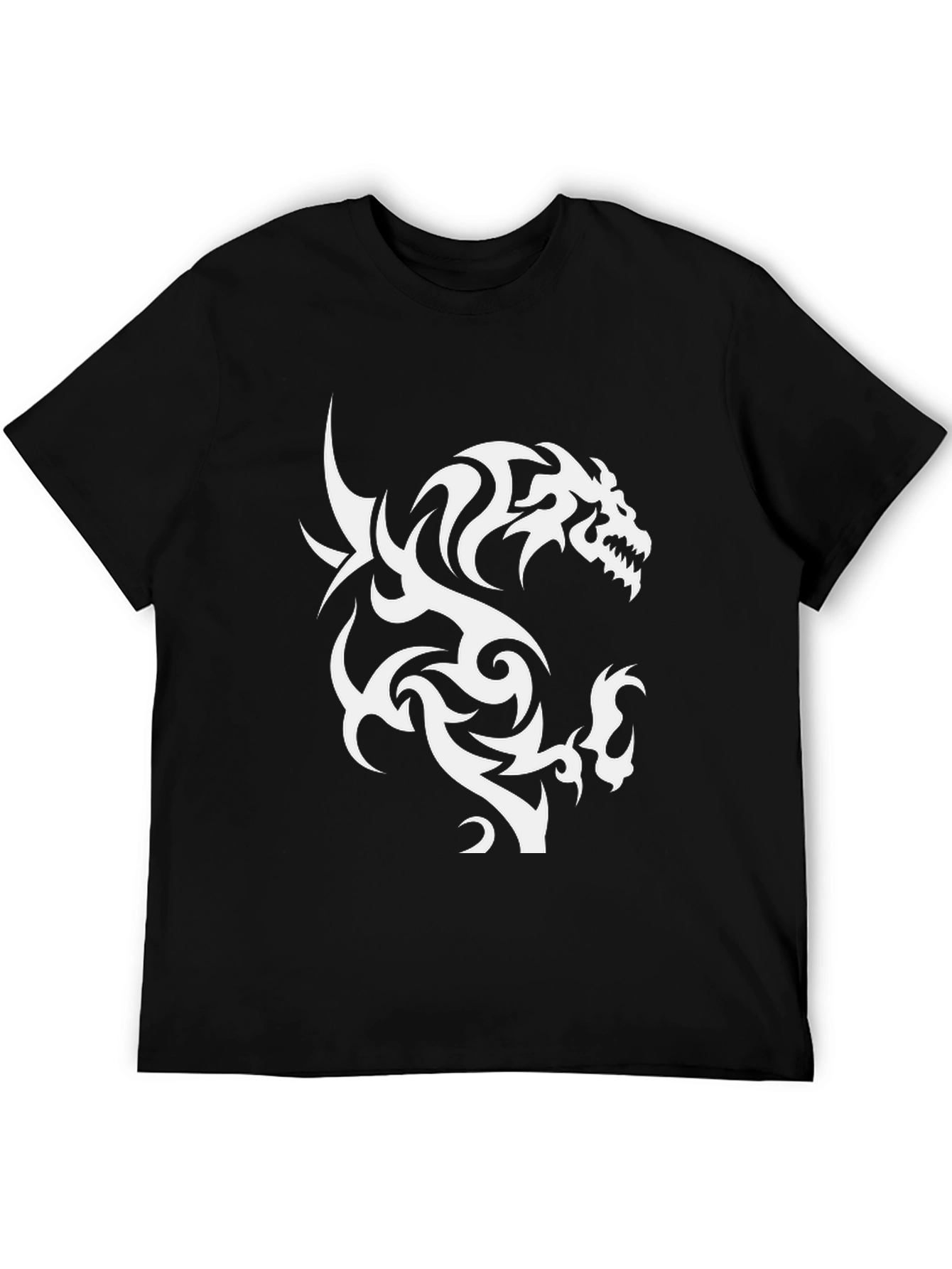 Black Tribal Dragon Graphic Print Tee view 5