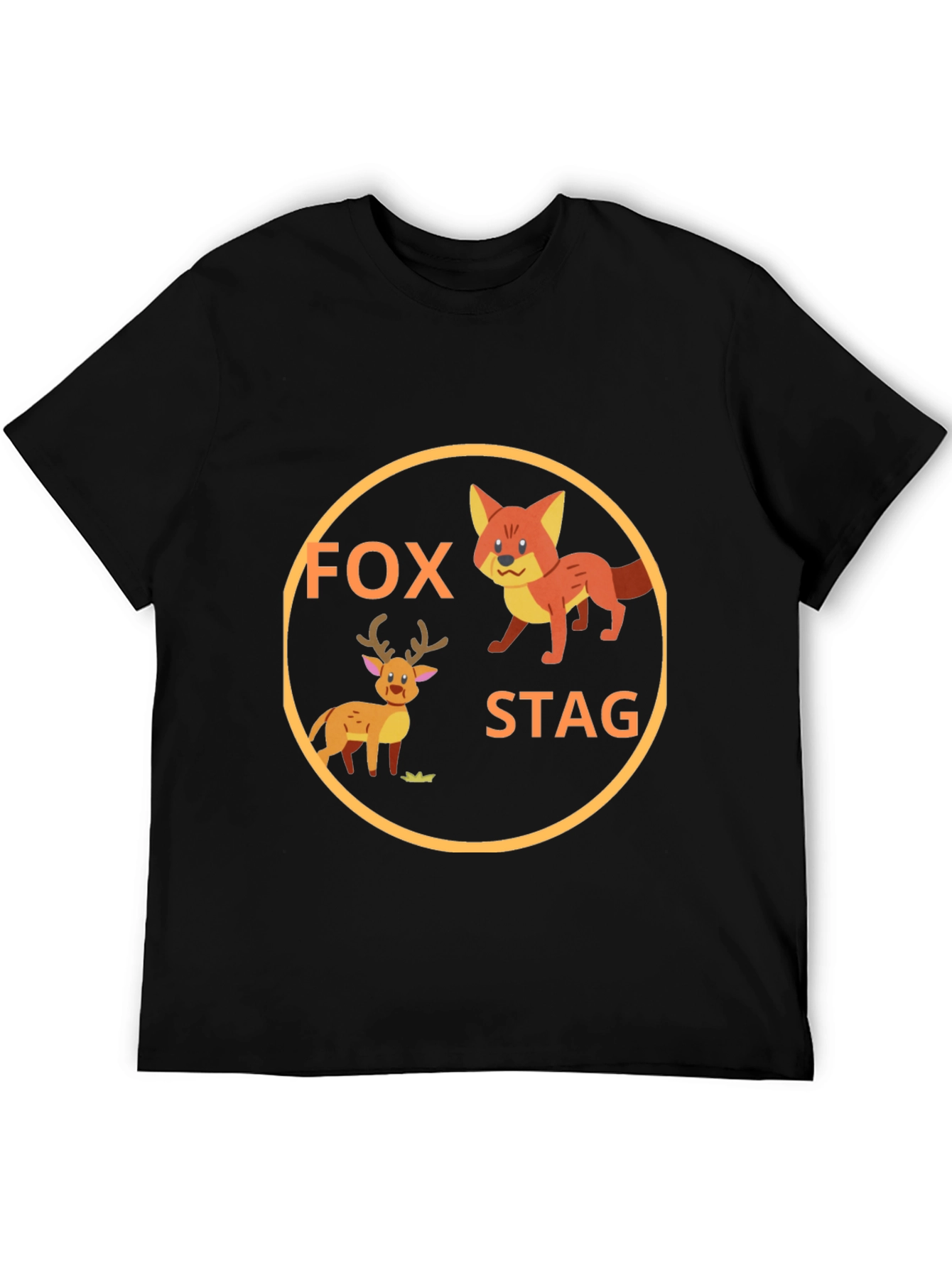 Black Fox and Stag Graphic Tee - Cute Animal Design view 5