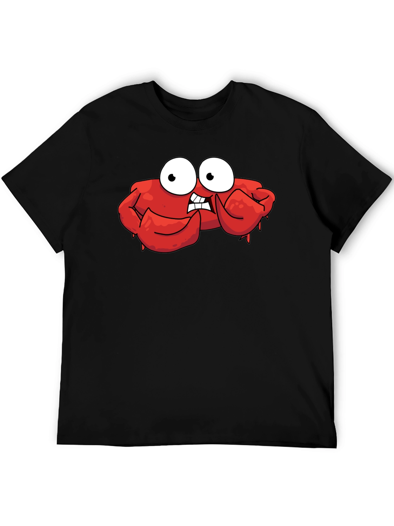 Black Funny Cartoon Crab Graphic Black T-Shirt view 5