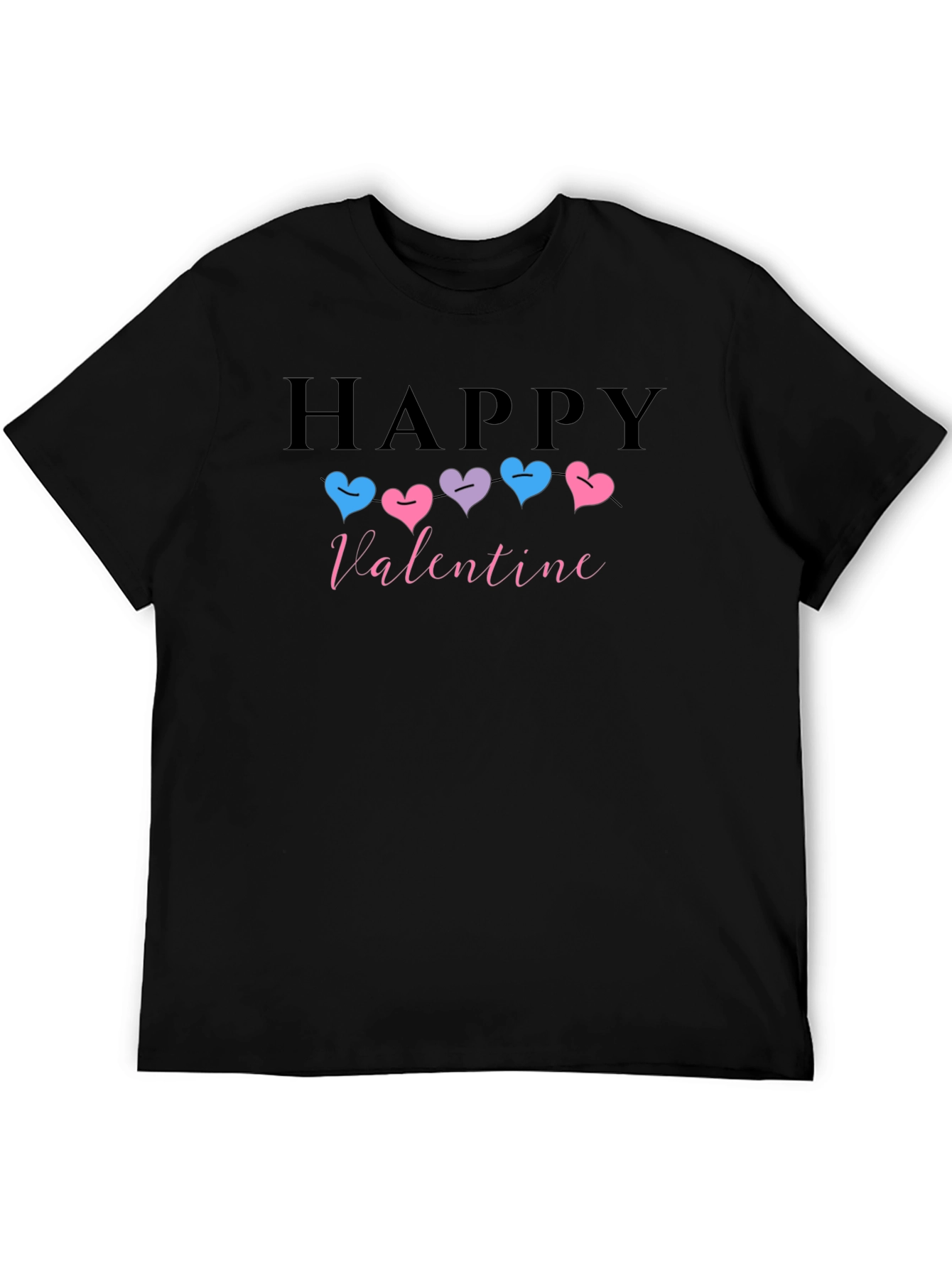 Black Happy Valentine T-shirt with Heart Design view 5