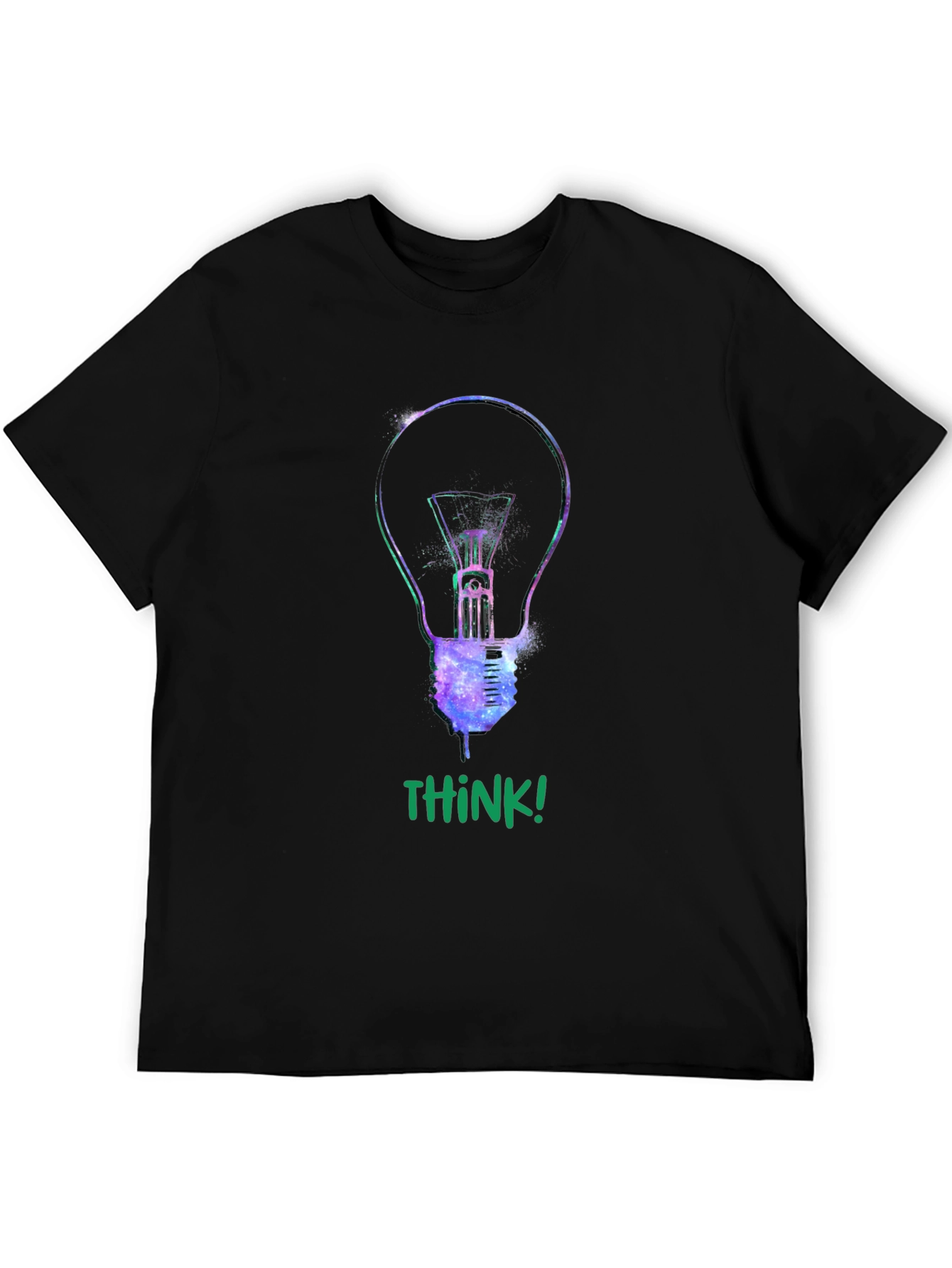 Black Think! Galaxy Light Bulb Graphic Tee view 5
